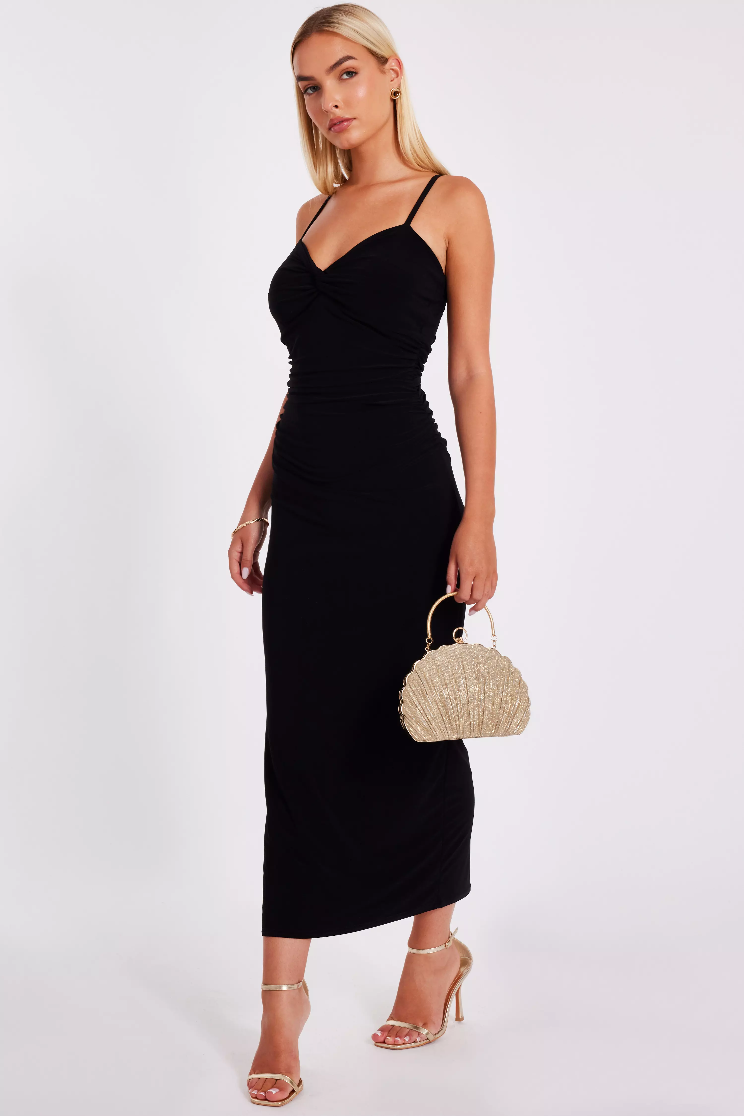 Black Knot Detail Midaxi Dress