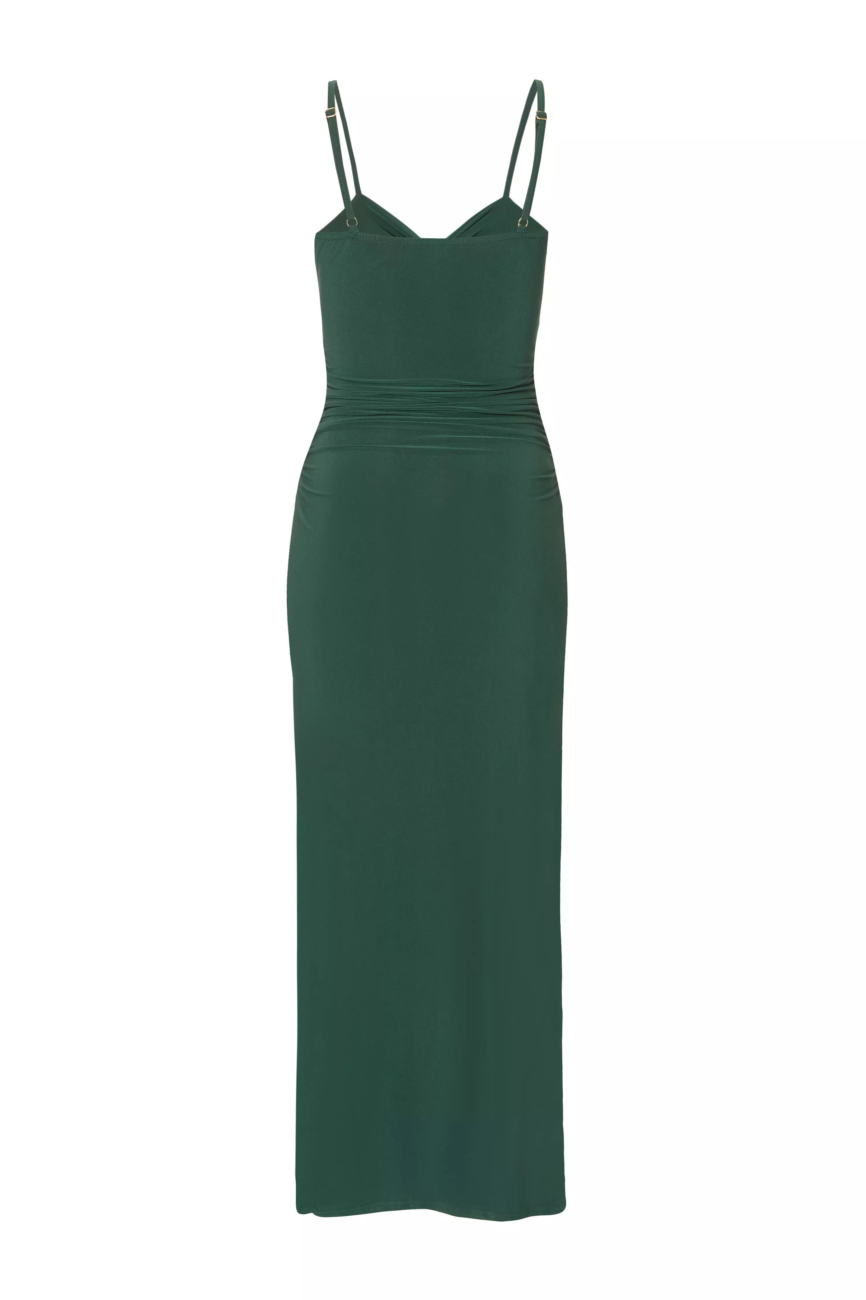 Bottle Green Knot Detail Midaxi Dress