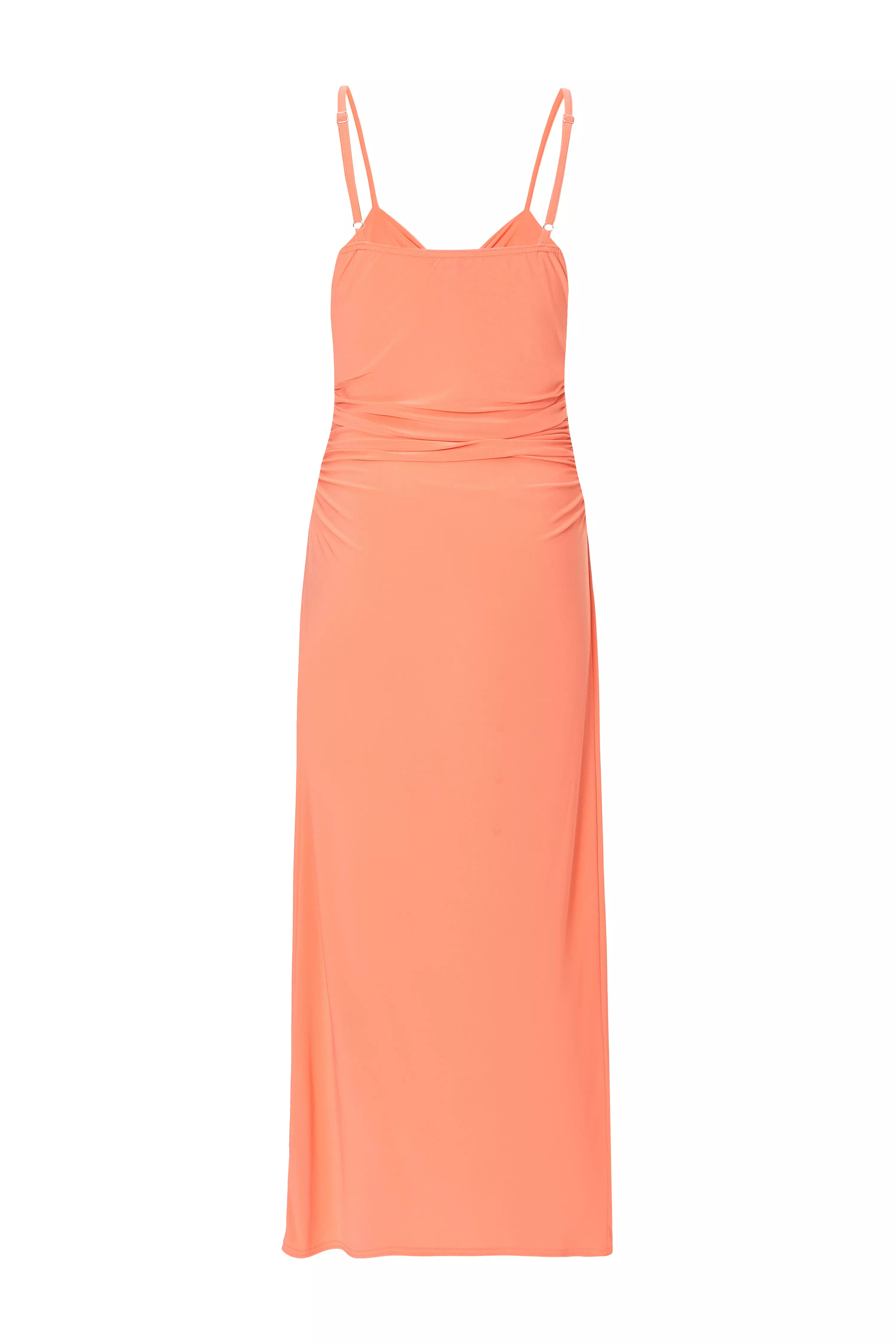 Coral Knot Detail Midi Dress