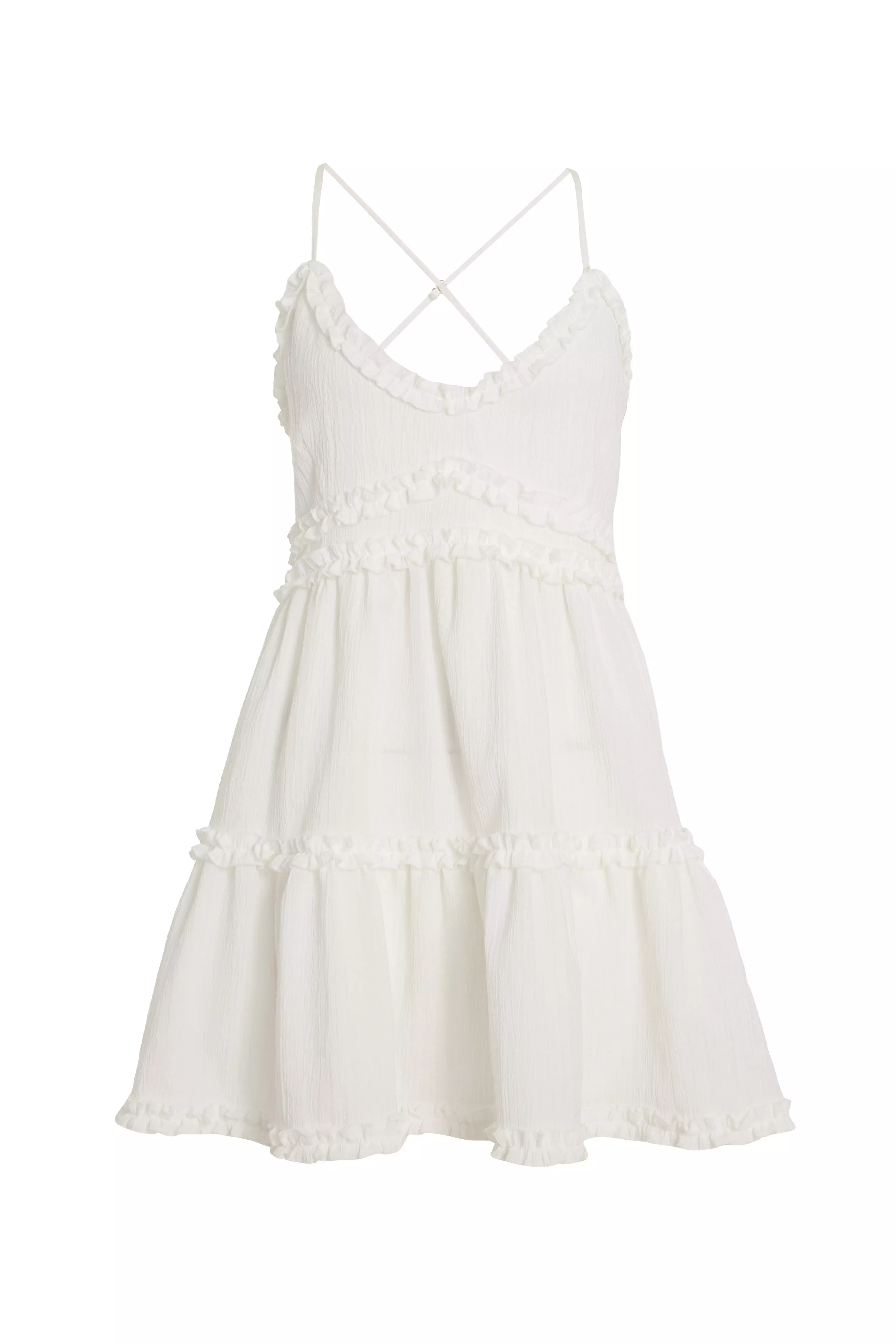 White Woven Mini Skater Dress