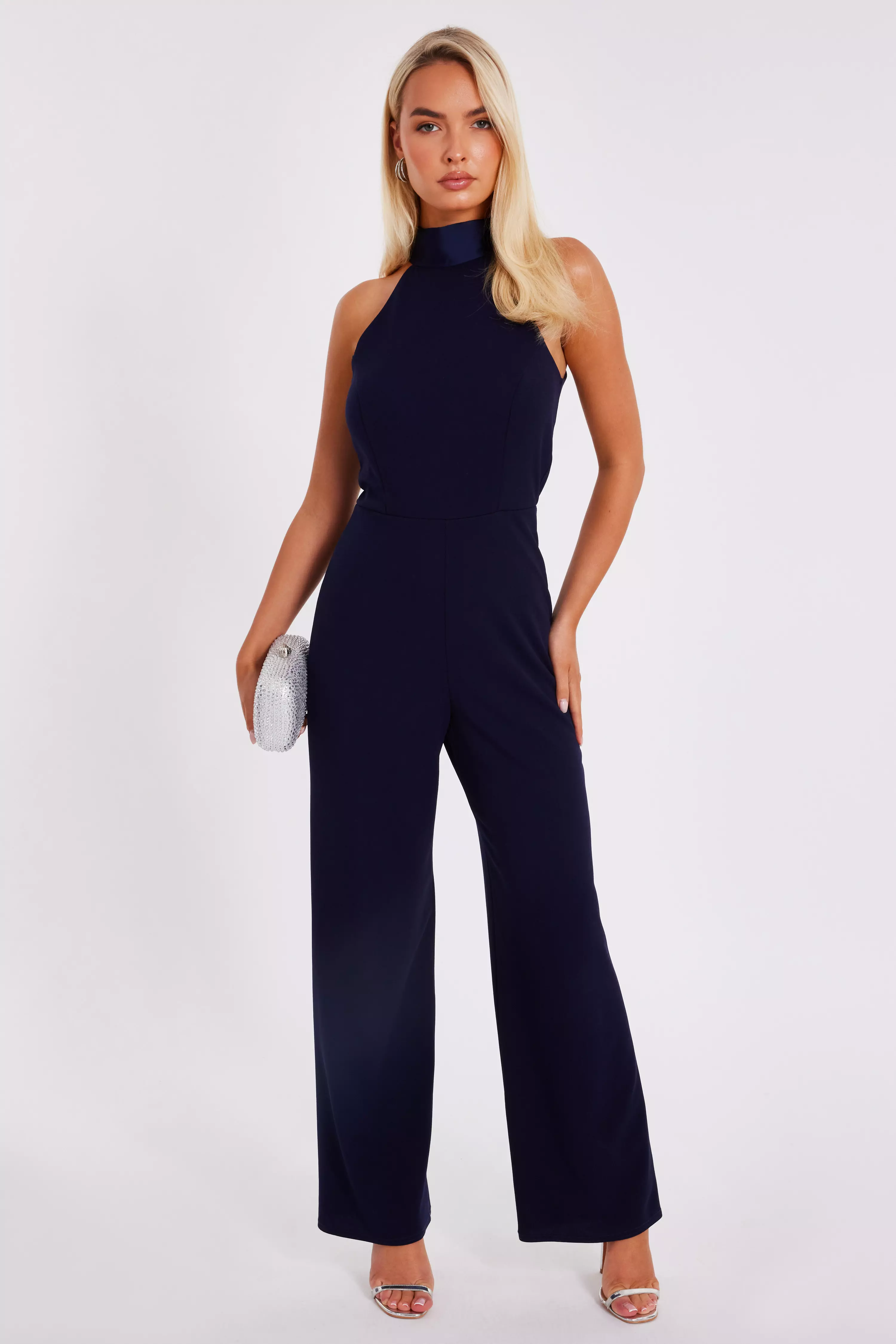 Navy Halter Neck Jumpsuit