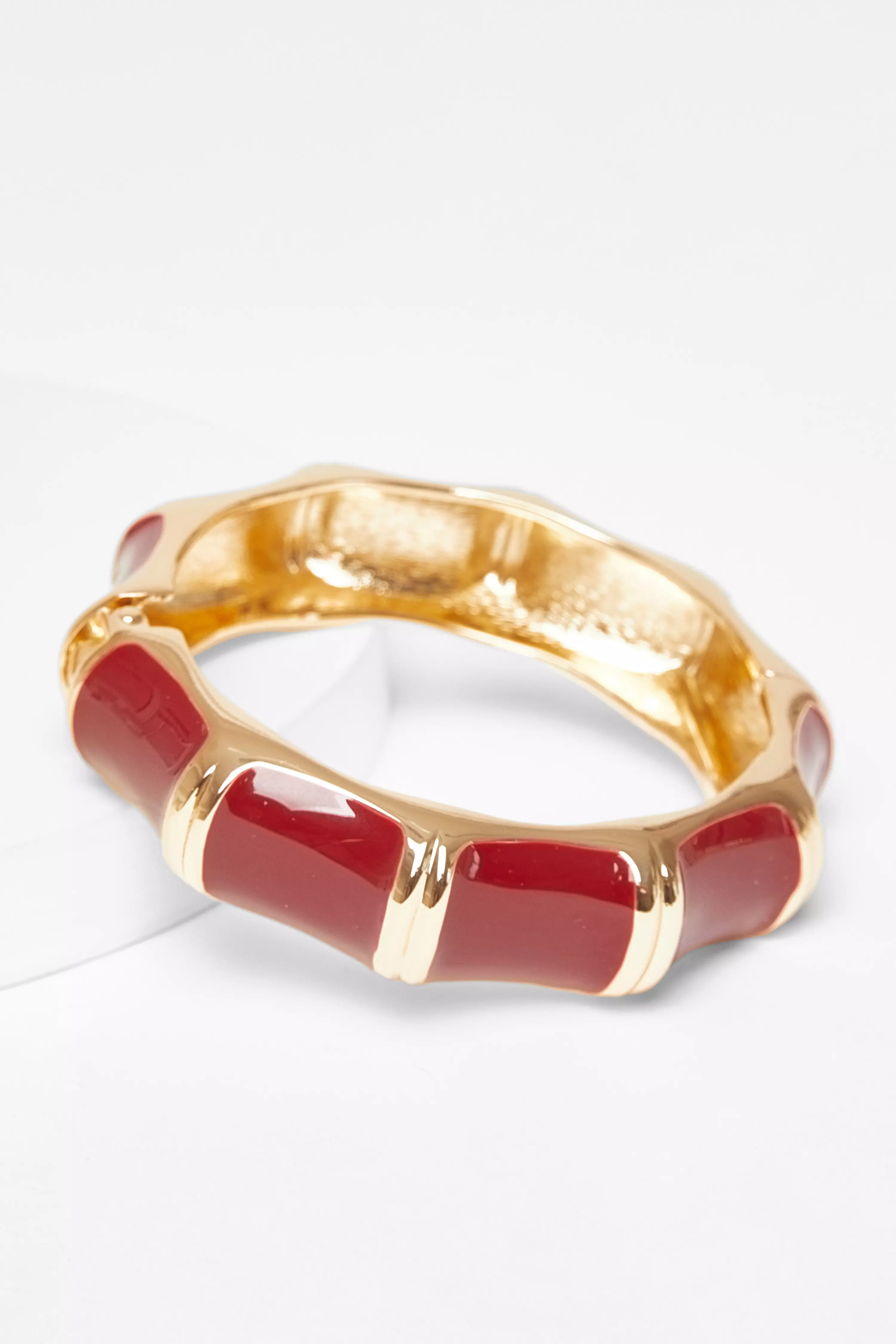 Dark Red Enamel Cuff Bracelet