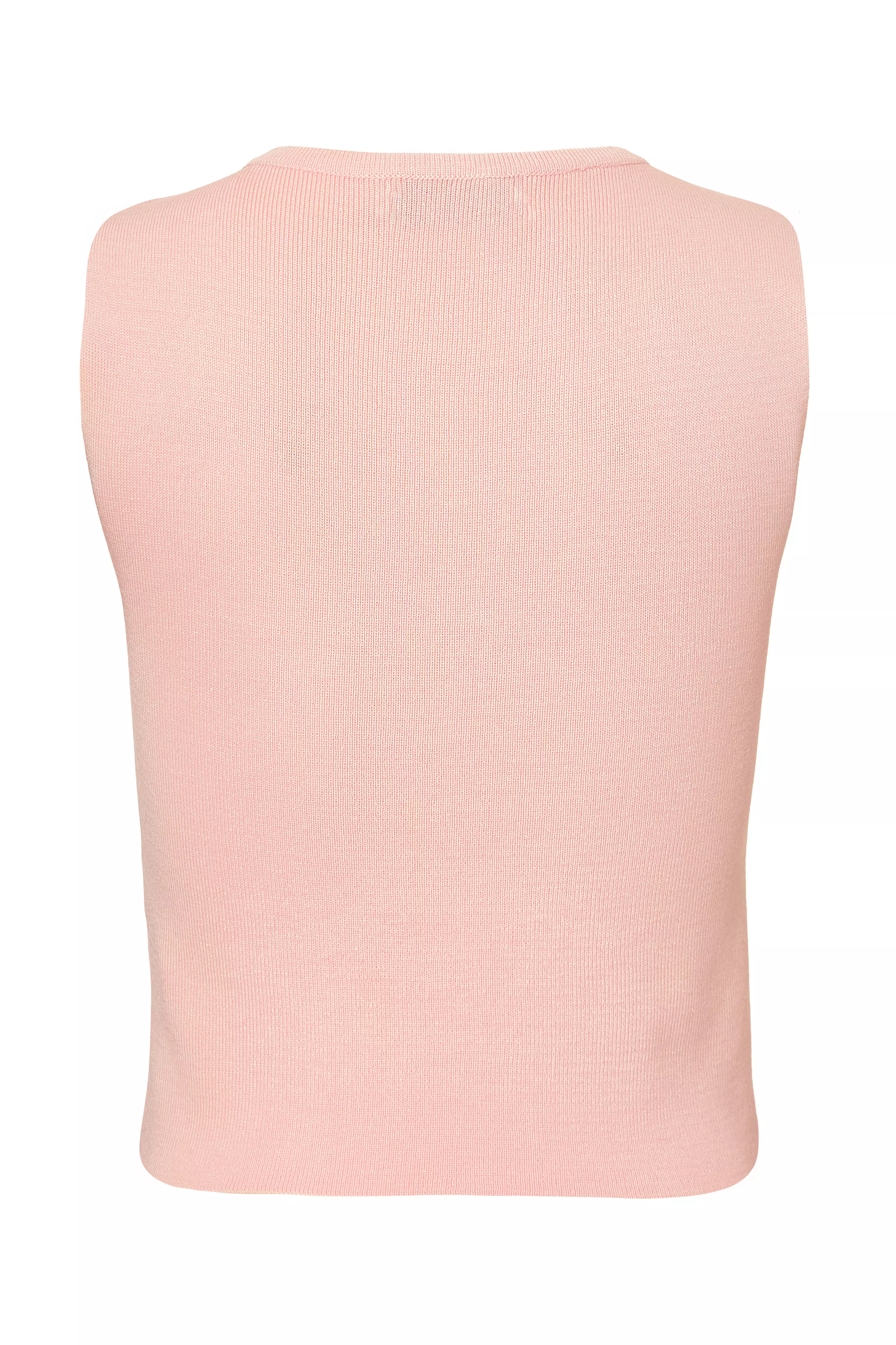 Pale Pink Knit Diamante Crop Top