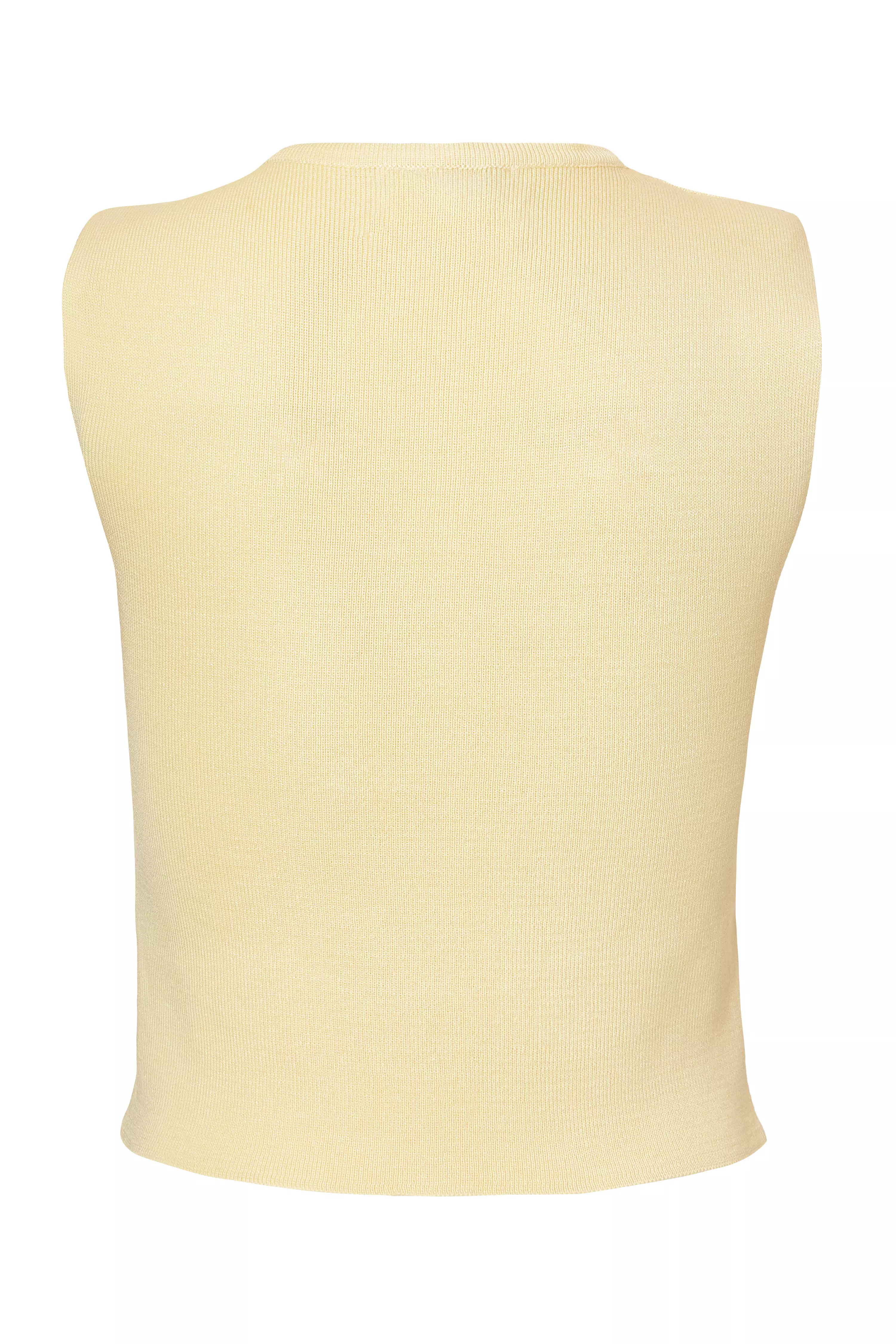Yellow Knit Diamante Crop Top