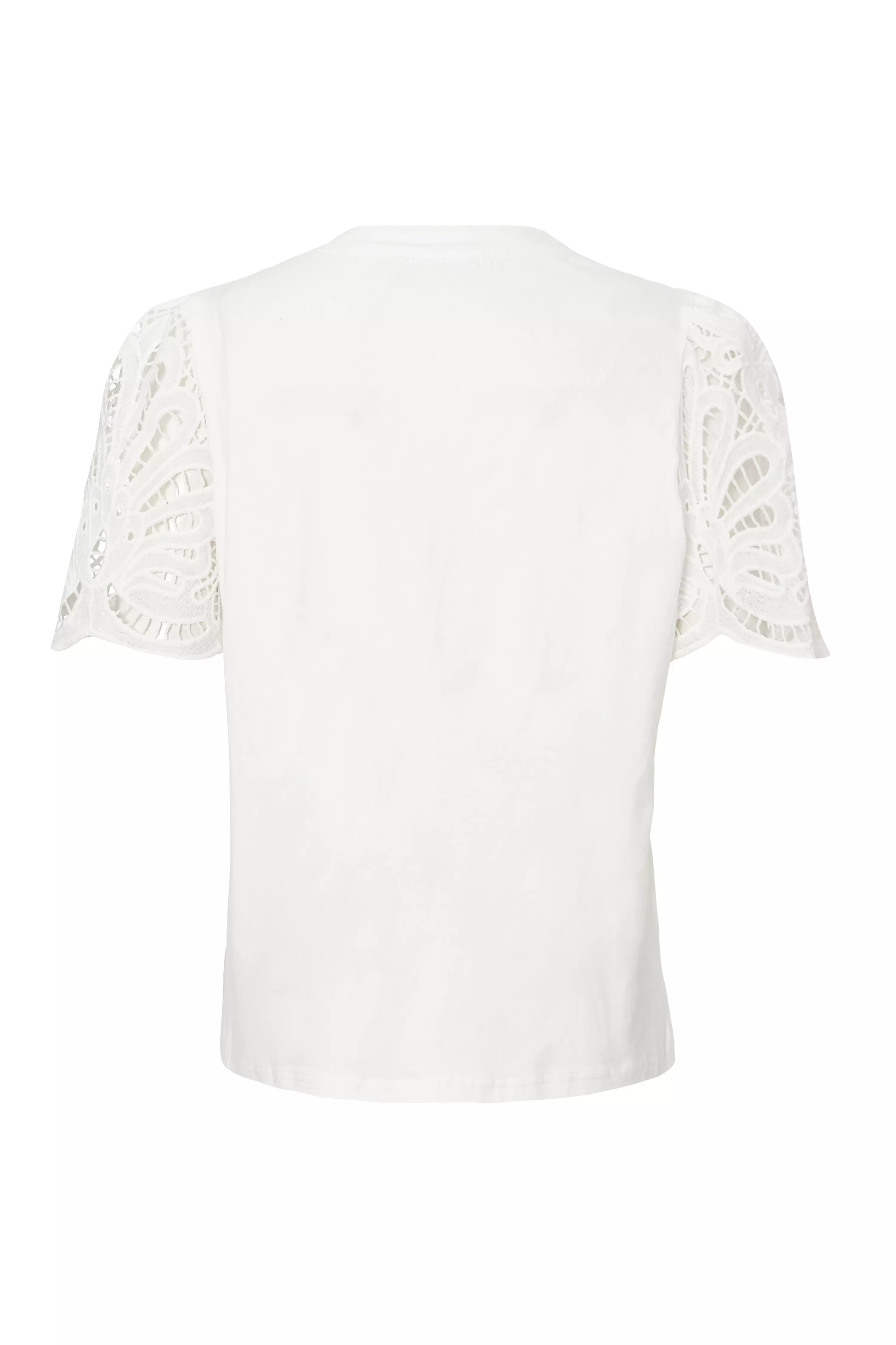 White Embroidered Sleeve Top