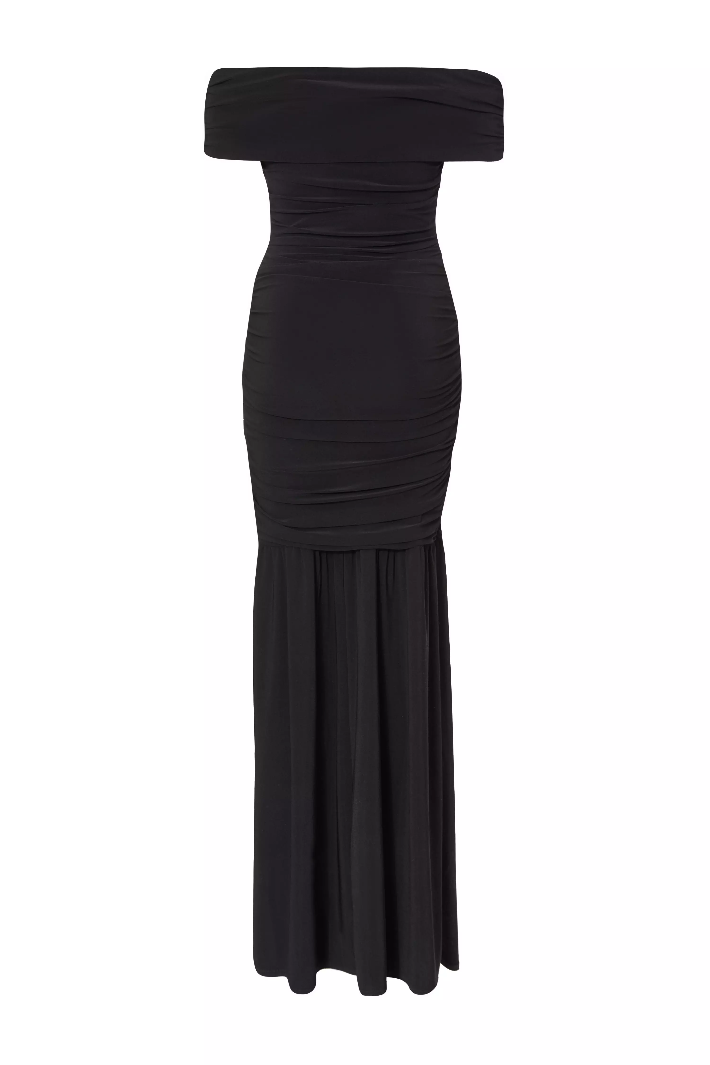 Black Bardot Drop Waist Maxi Dress