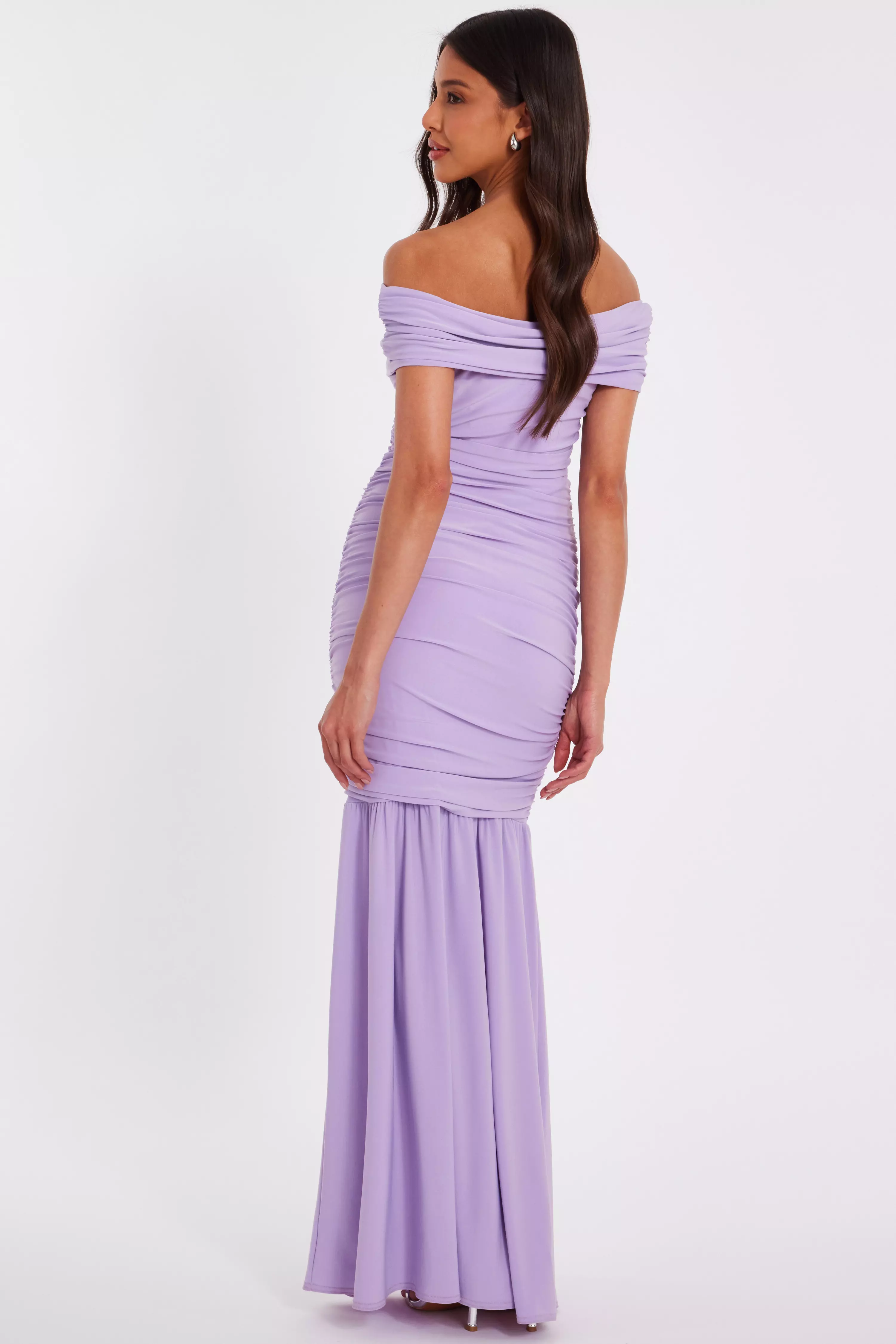 Lilac Bardot Drop Waist Maxi Dress