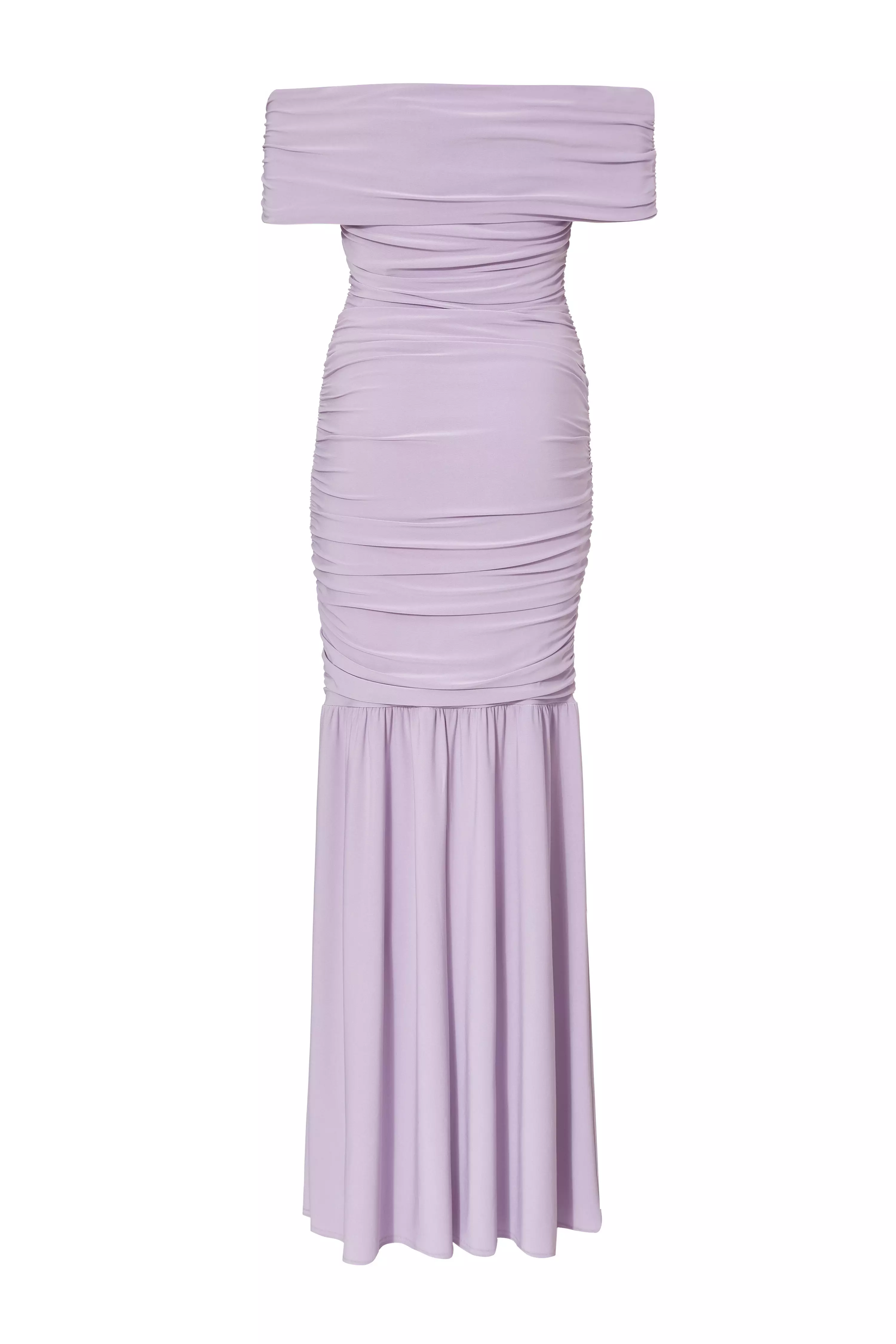 Lilac Bardot Drop Waist Maxi Dress