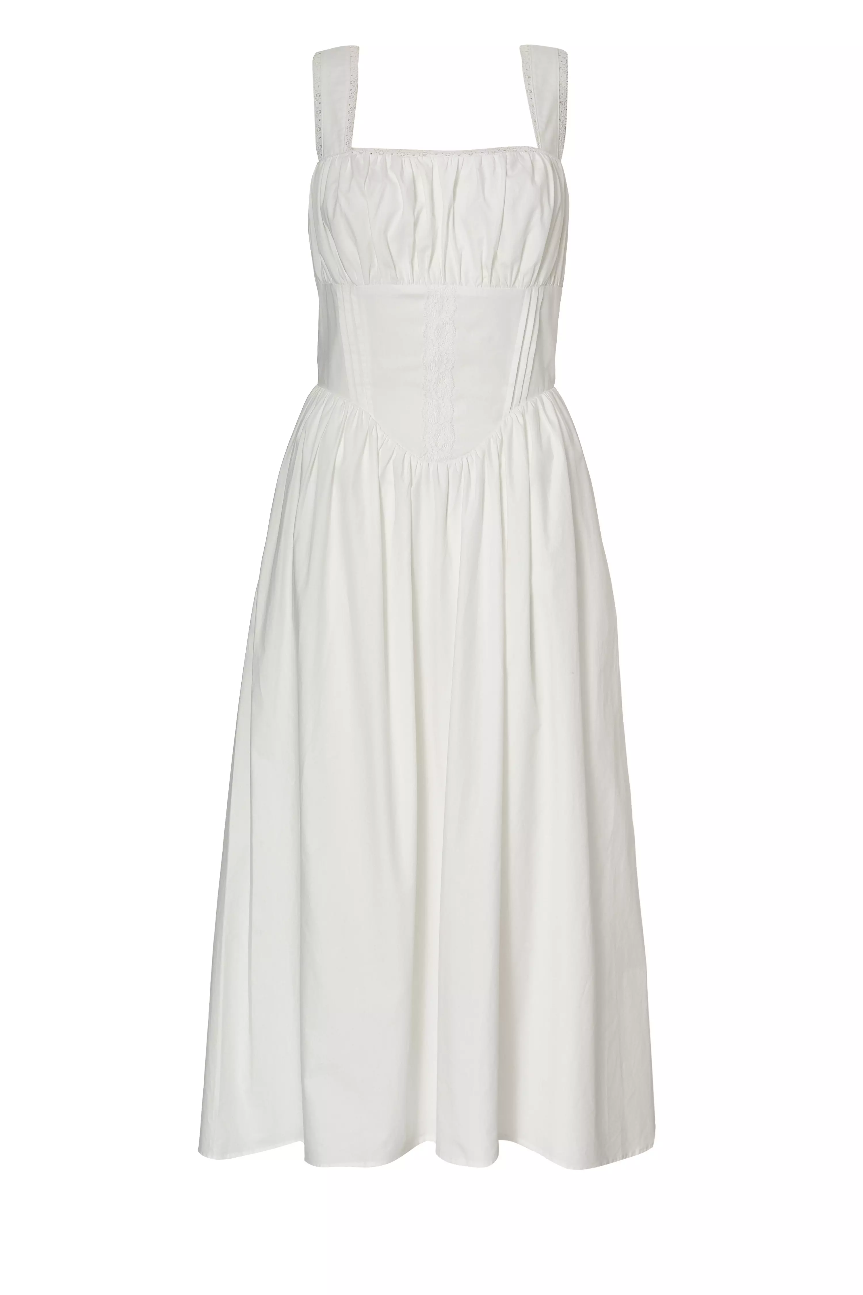 White Corset Detail Midi Dress