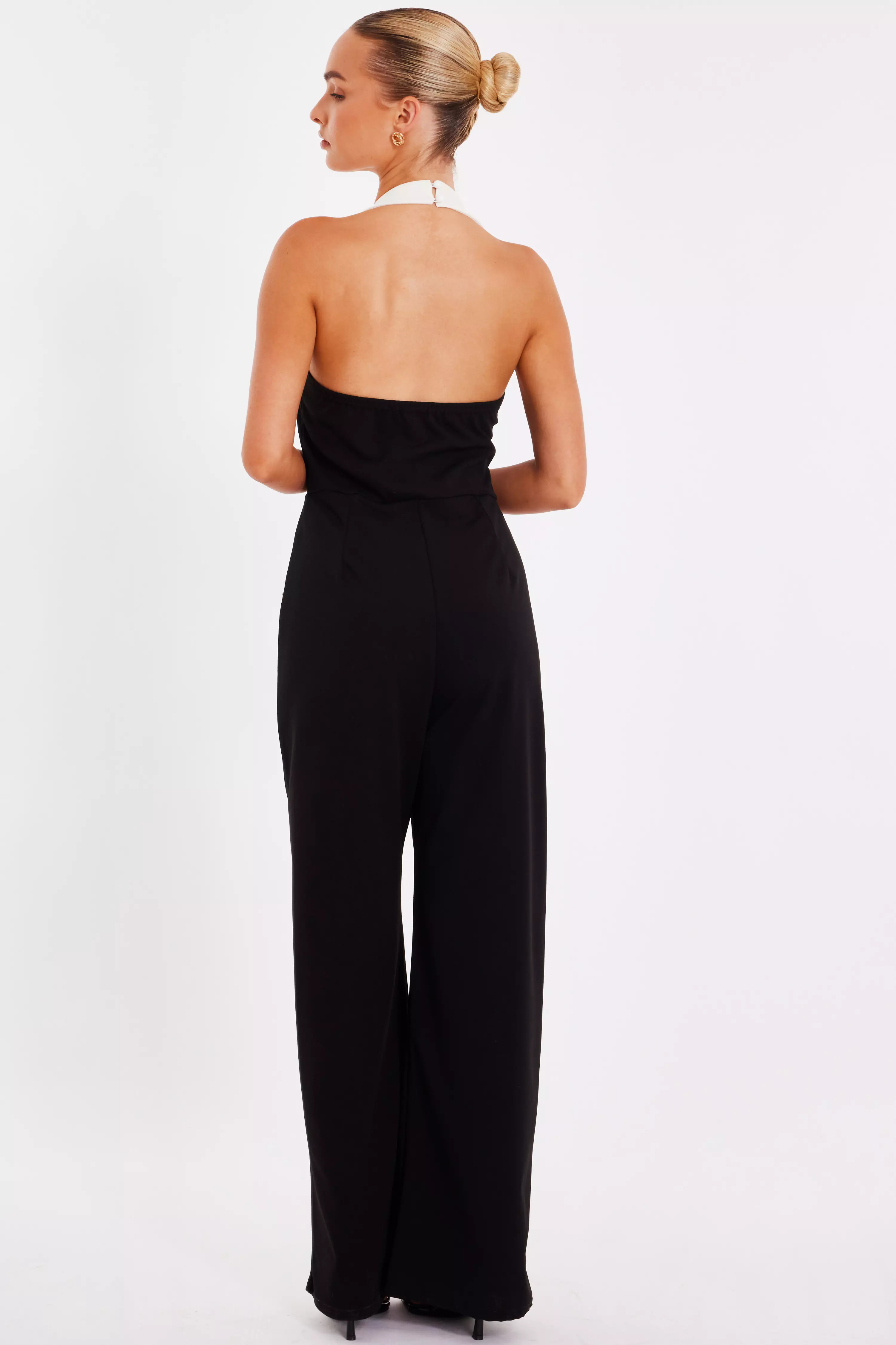Black Monochrome Halter Neck Jumpsuit