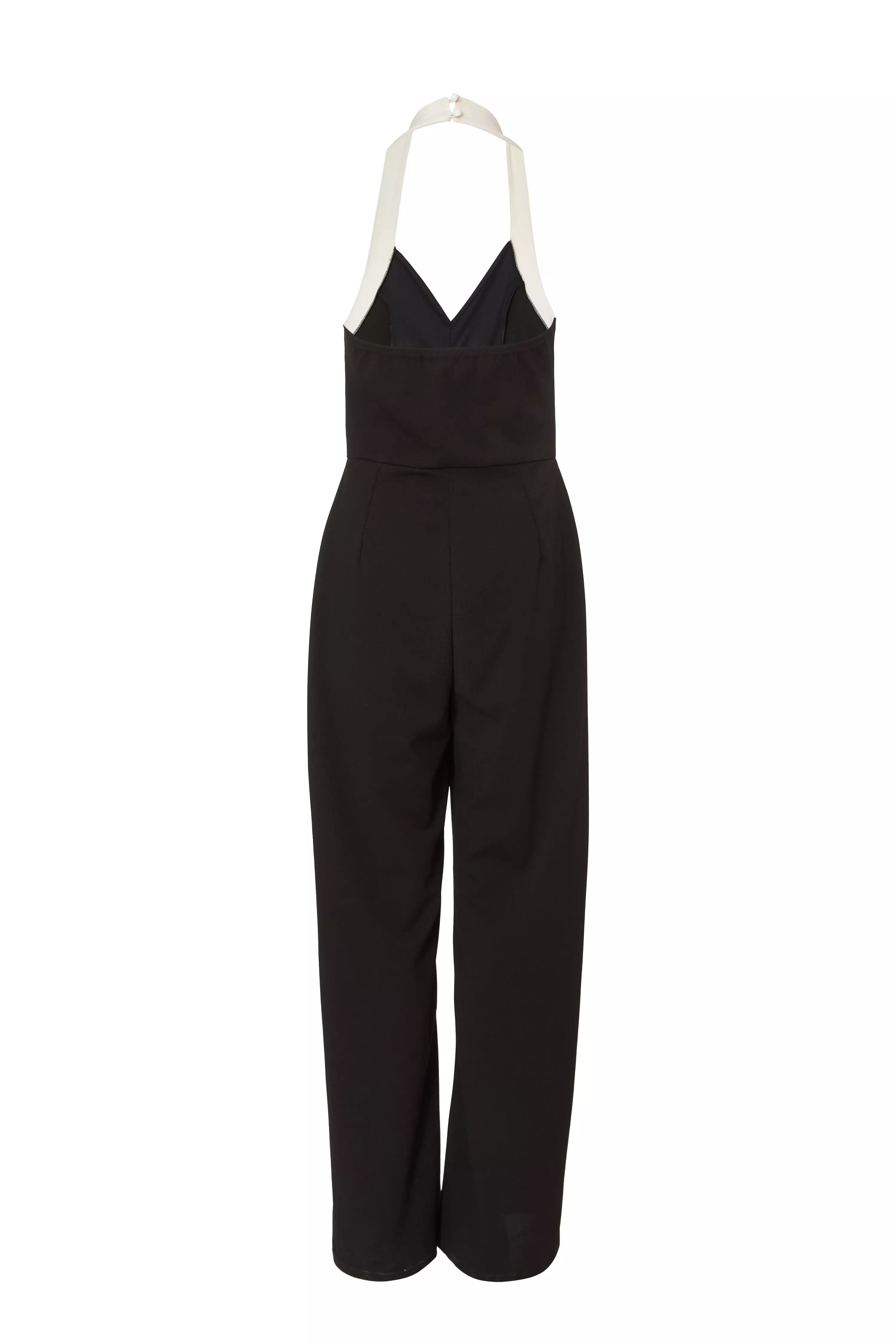 Black Monochrome Halter Neck Jumpsuit