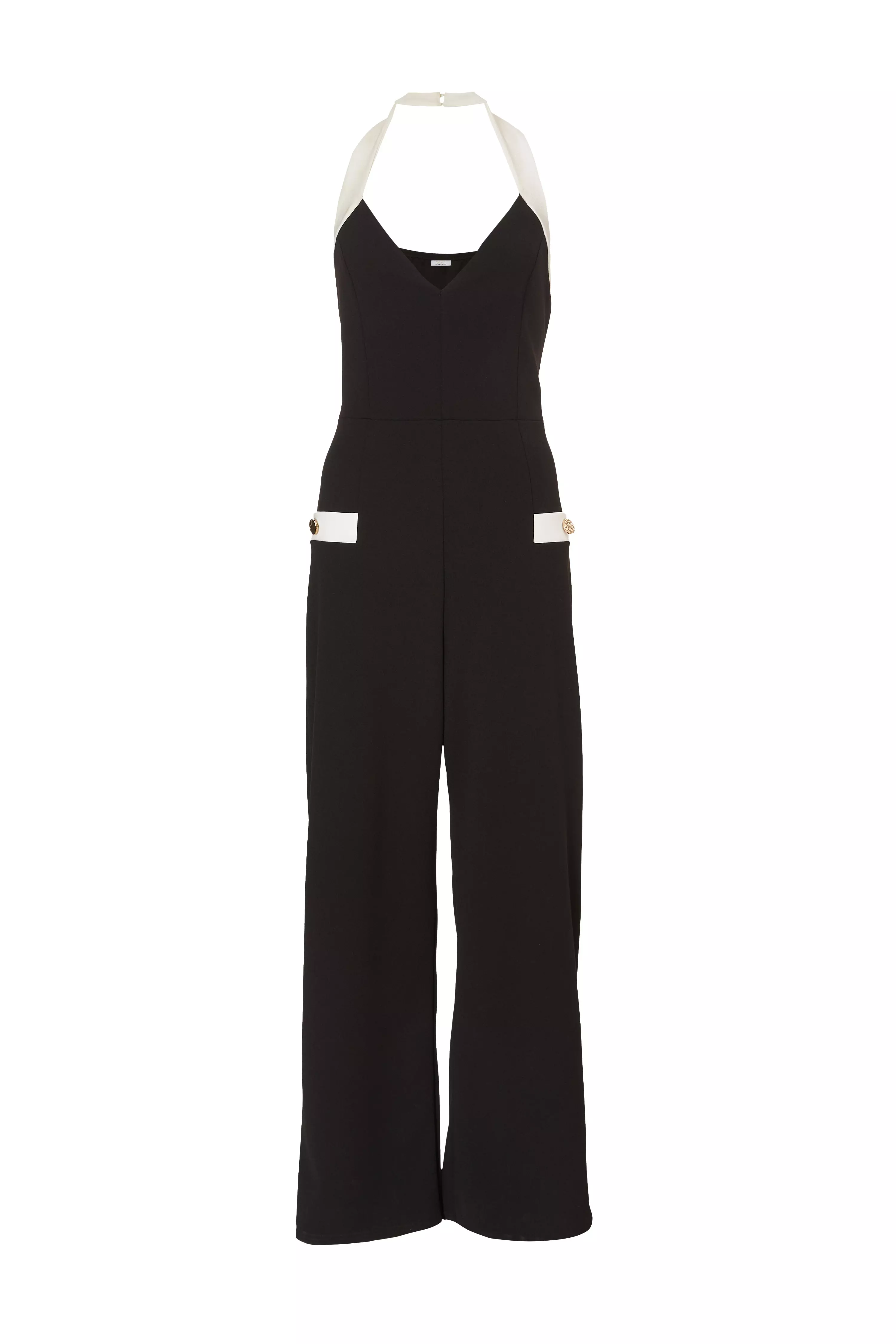 Black Monochrome Halter Neck Jumpsuit