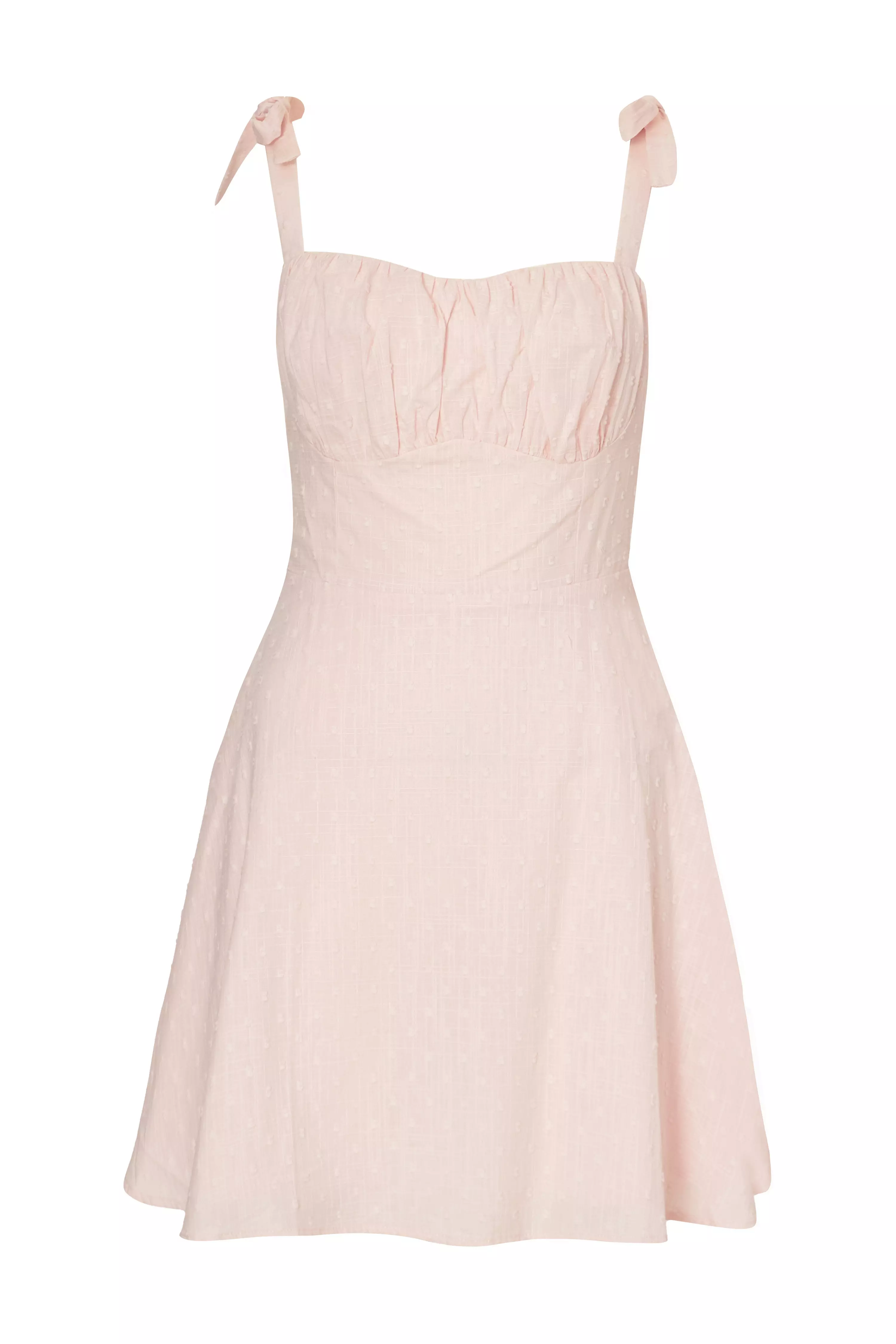 Light Pink Dobby Ruched Dress
