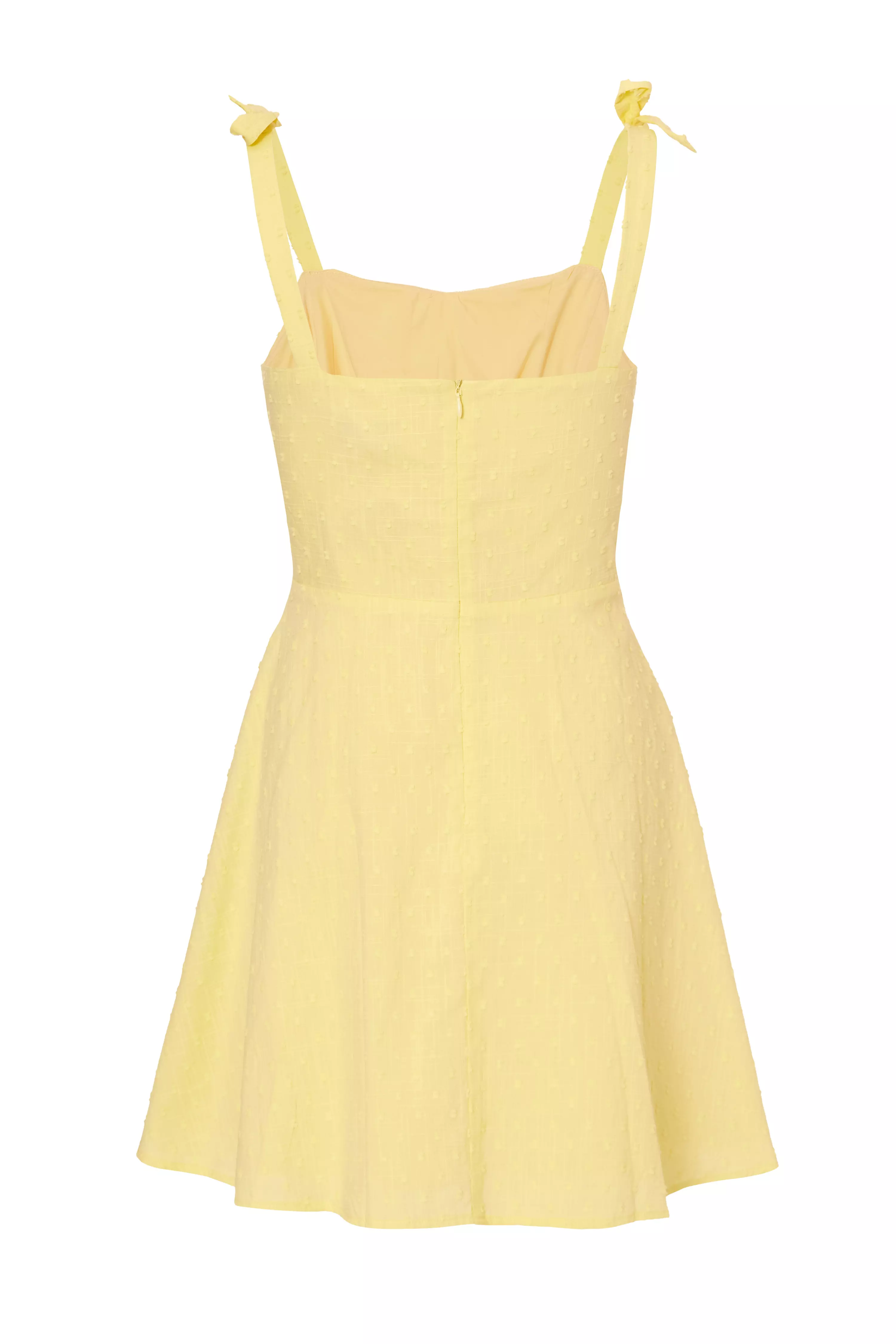 Light Yellow Dobby Ruched Dress