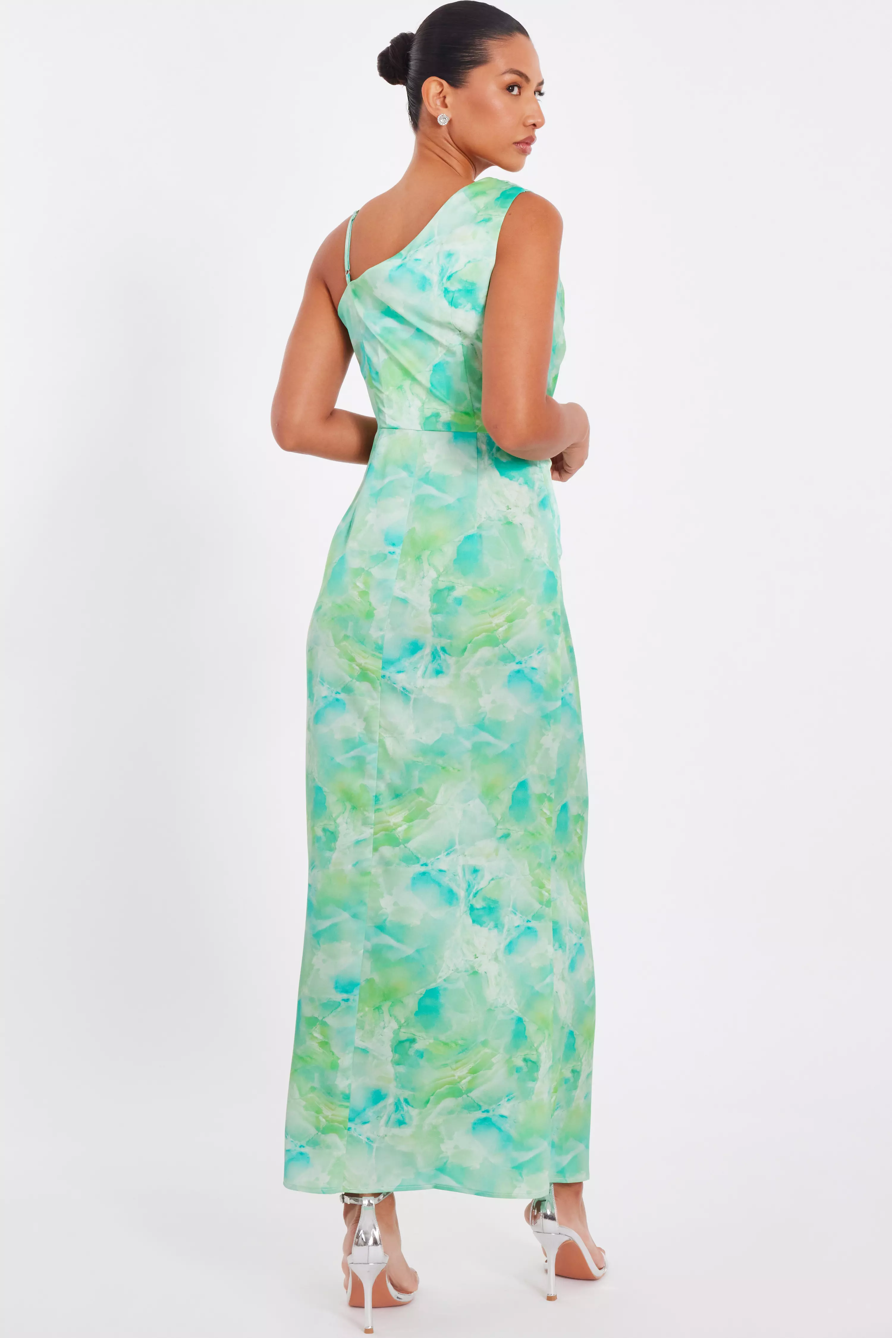Green Tie Dye Cowl Midaxi Dress