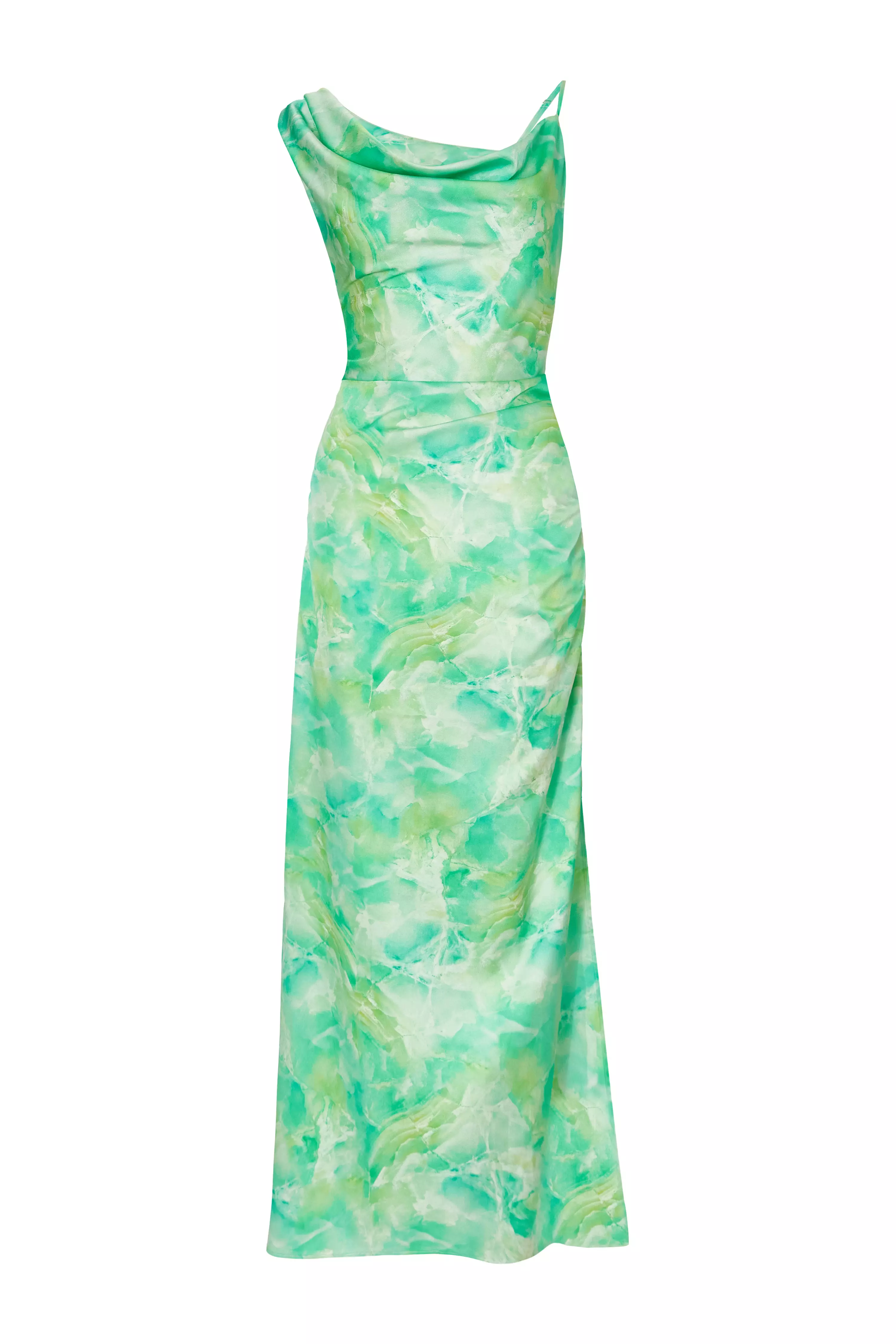 Green Tie Dye Cowl Midaxi Dress