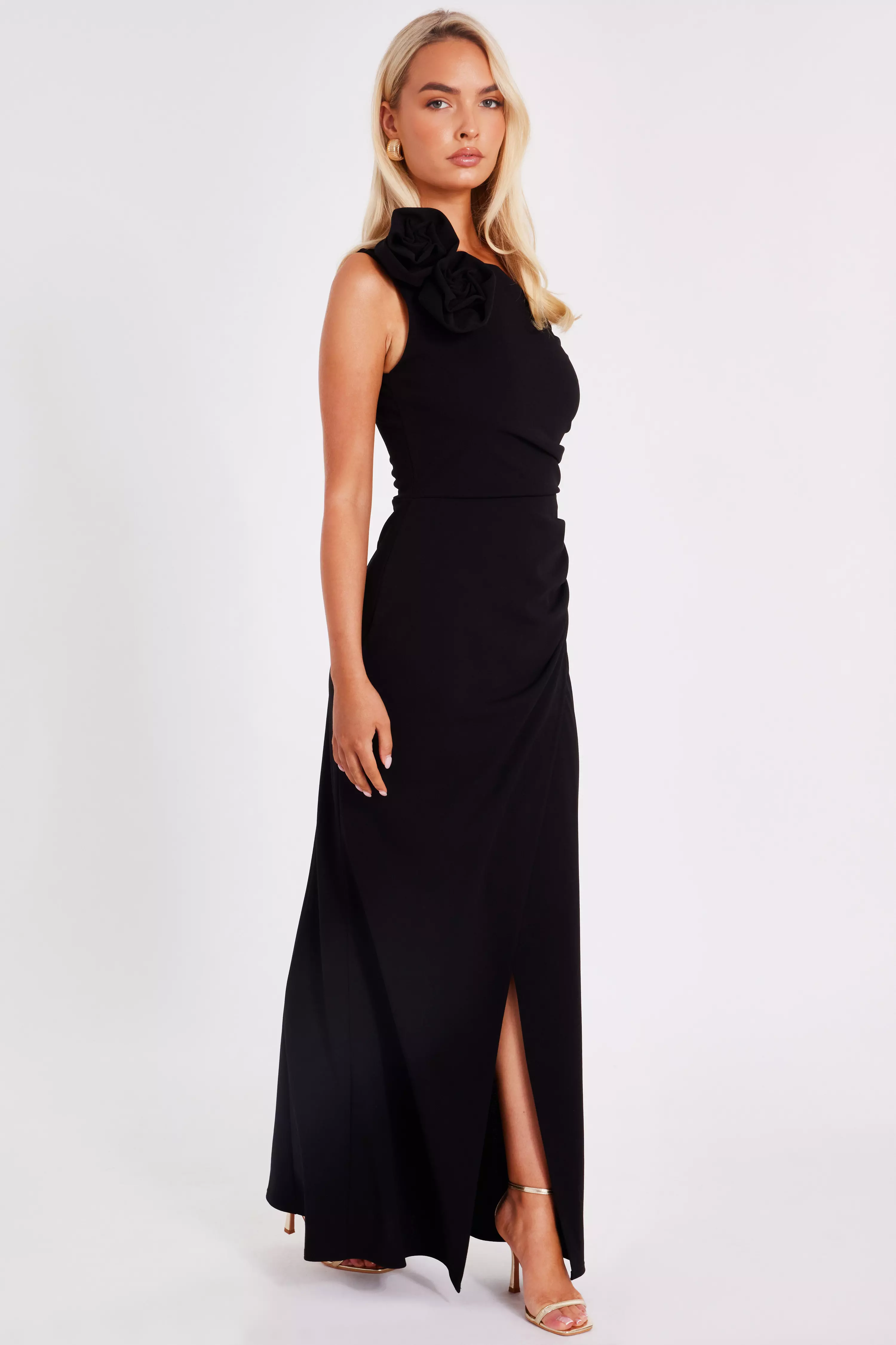 Black Corsage Maxi Dress
