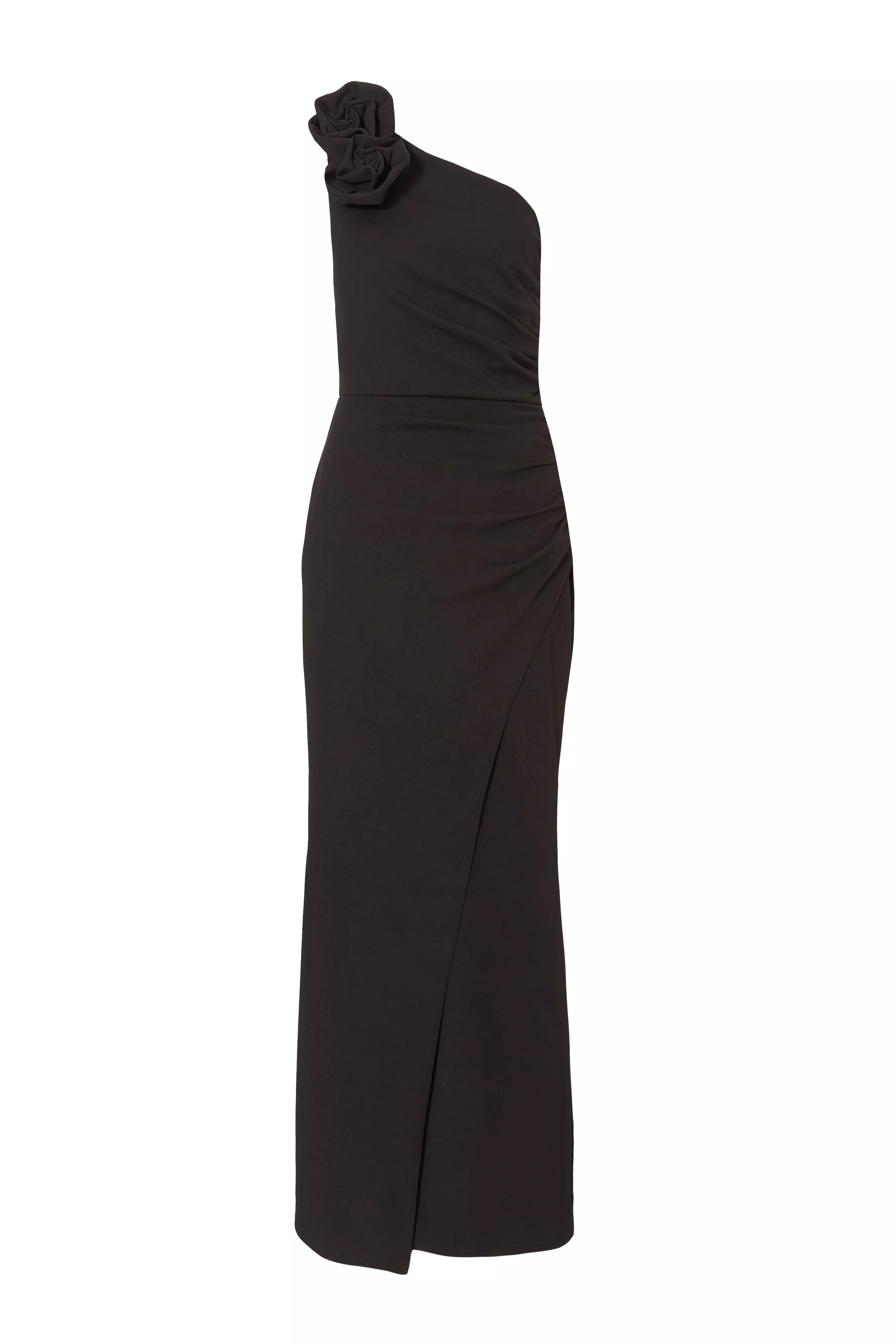 Black Corsage Maxi Dress