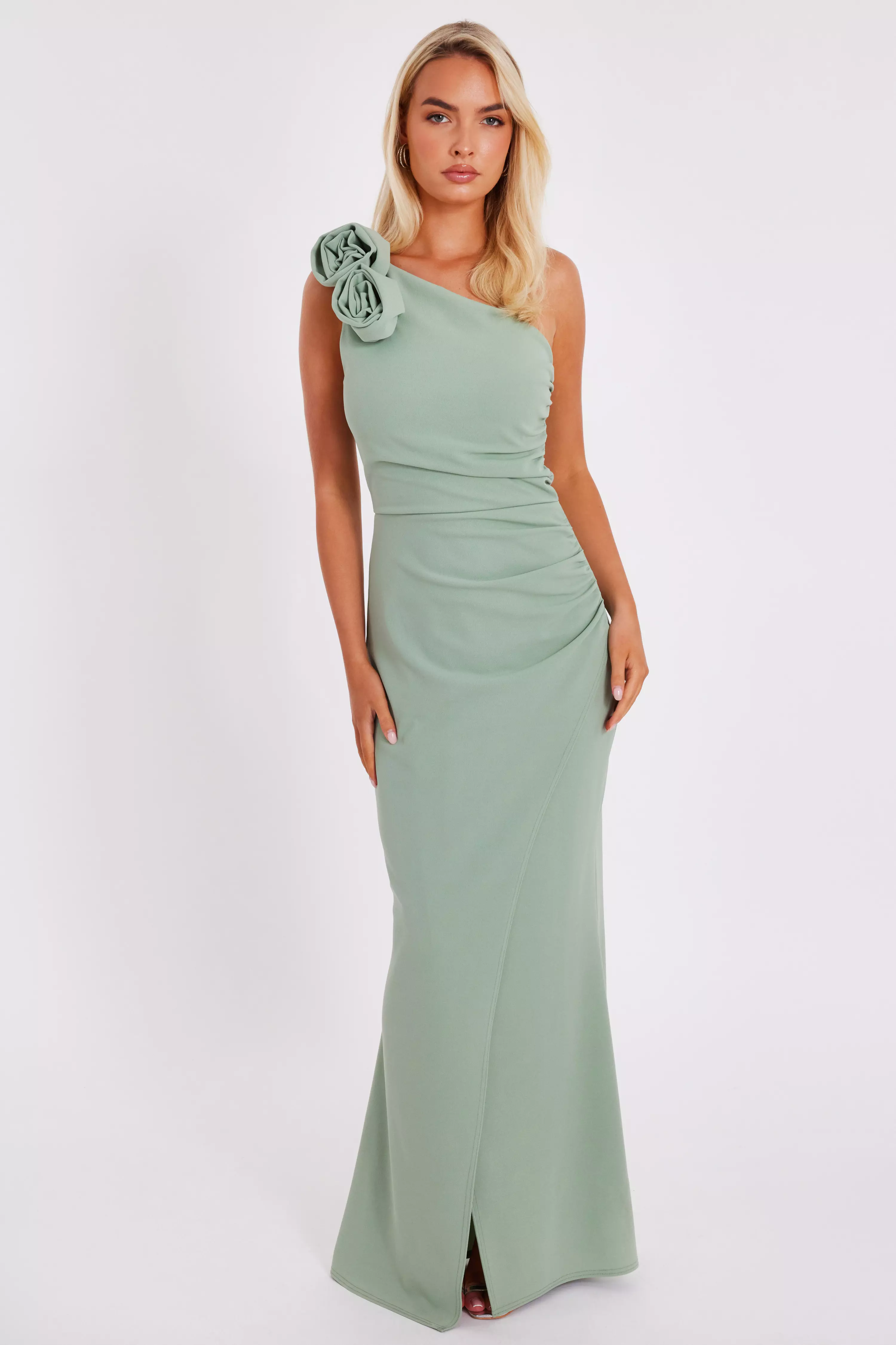Green Corsage Maxi Dress