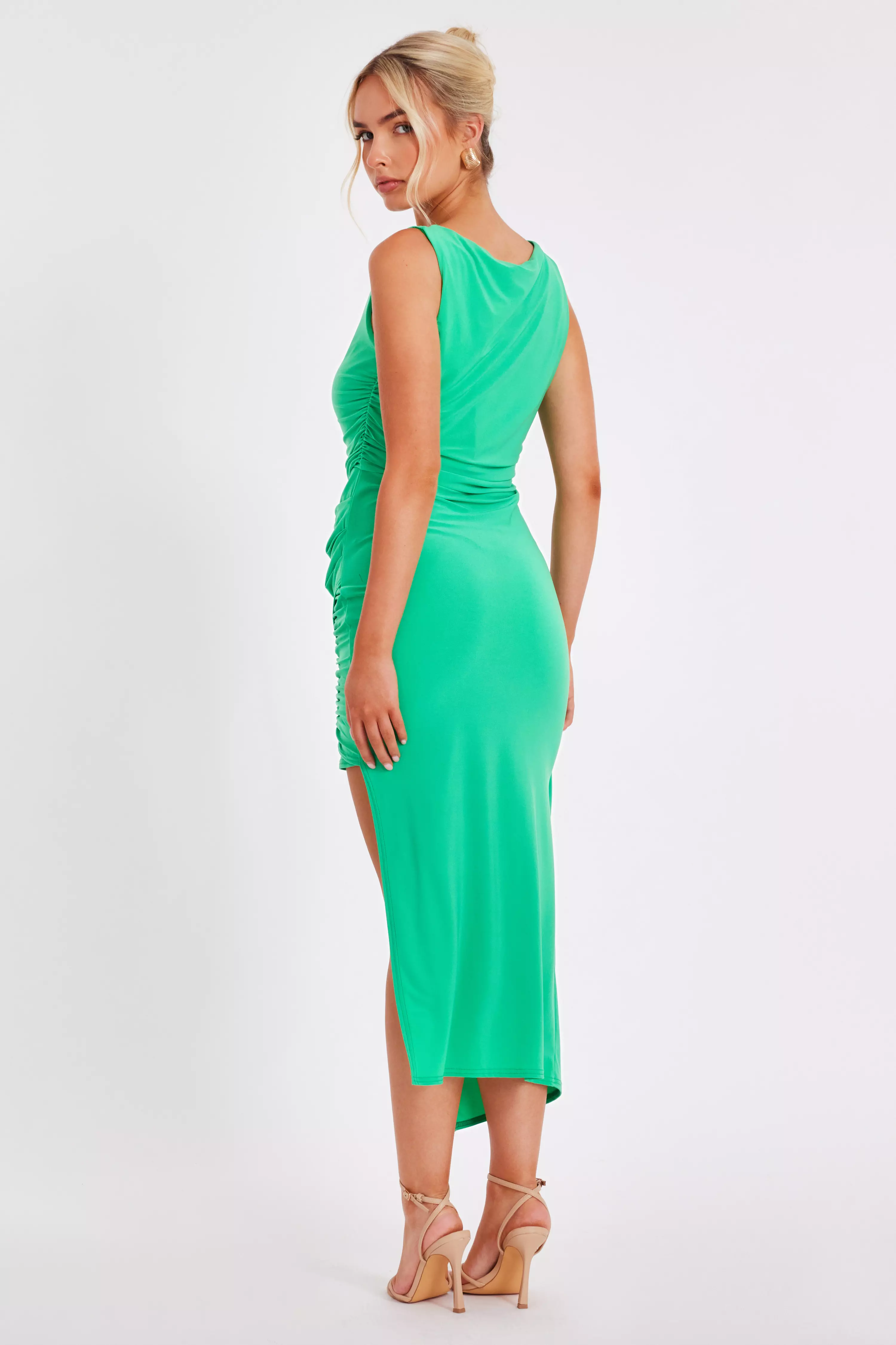 Green Asymmetric Midaxi Dress