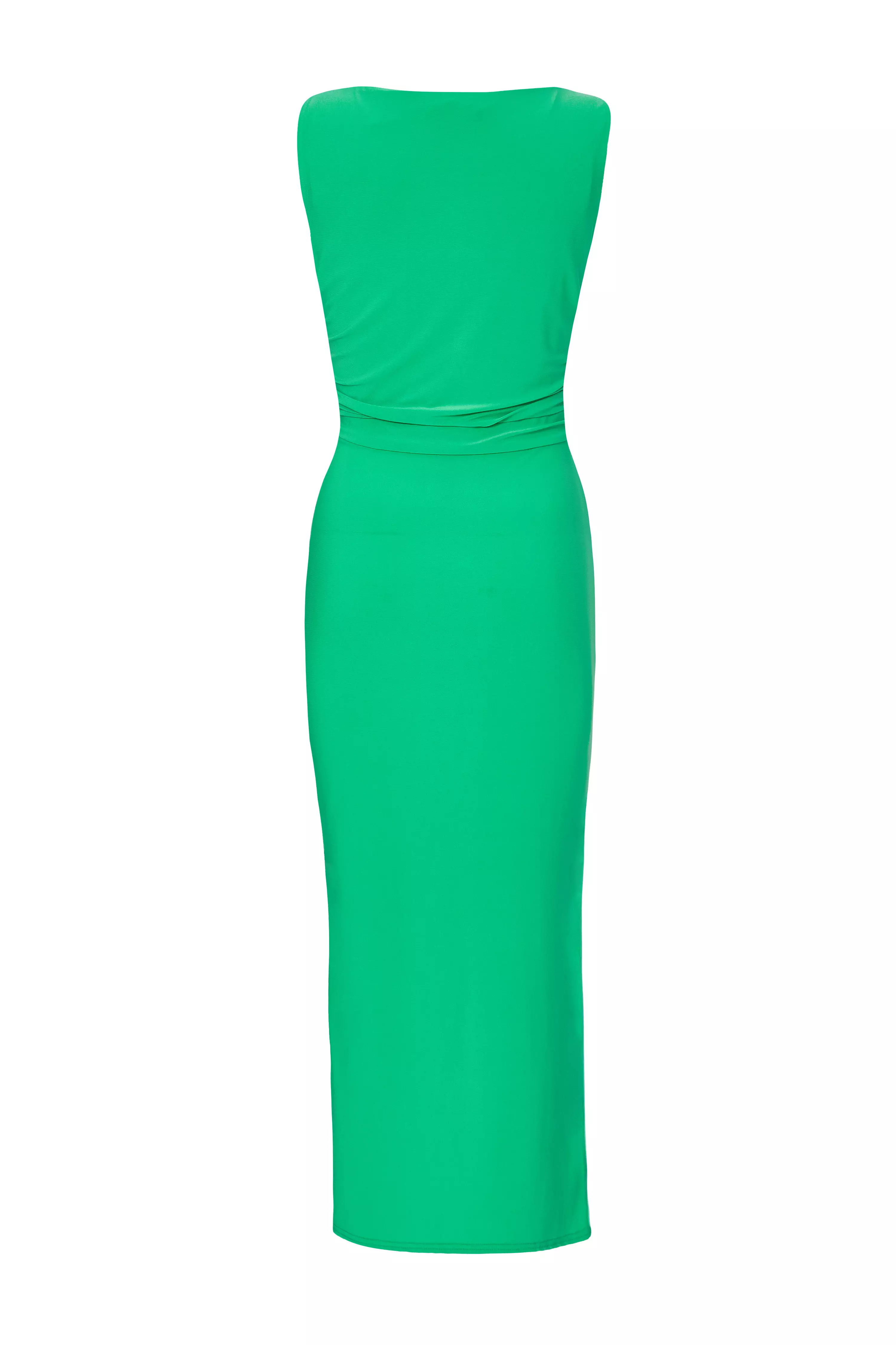 Green Asymmetric Midaxi Dress