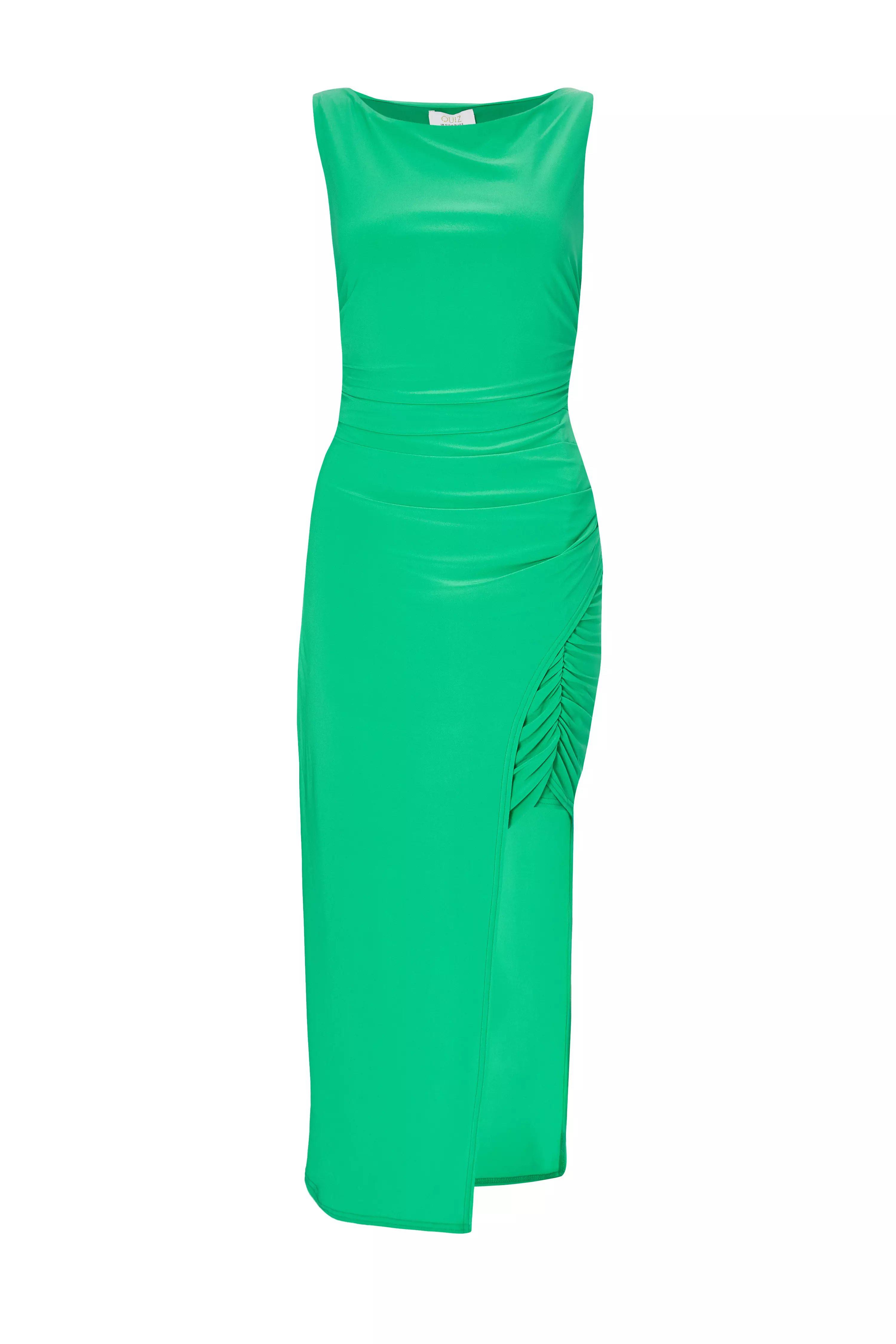 Green Asymmetric Midaxi Dress