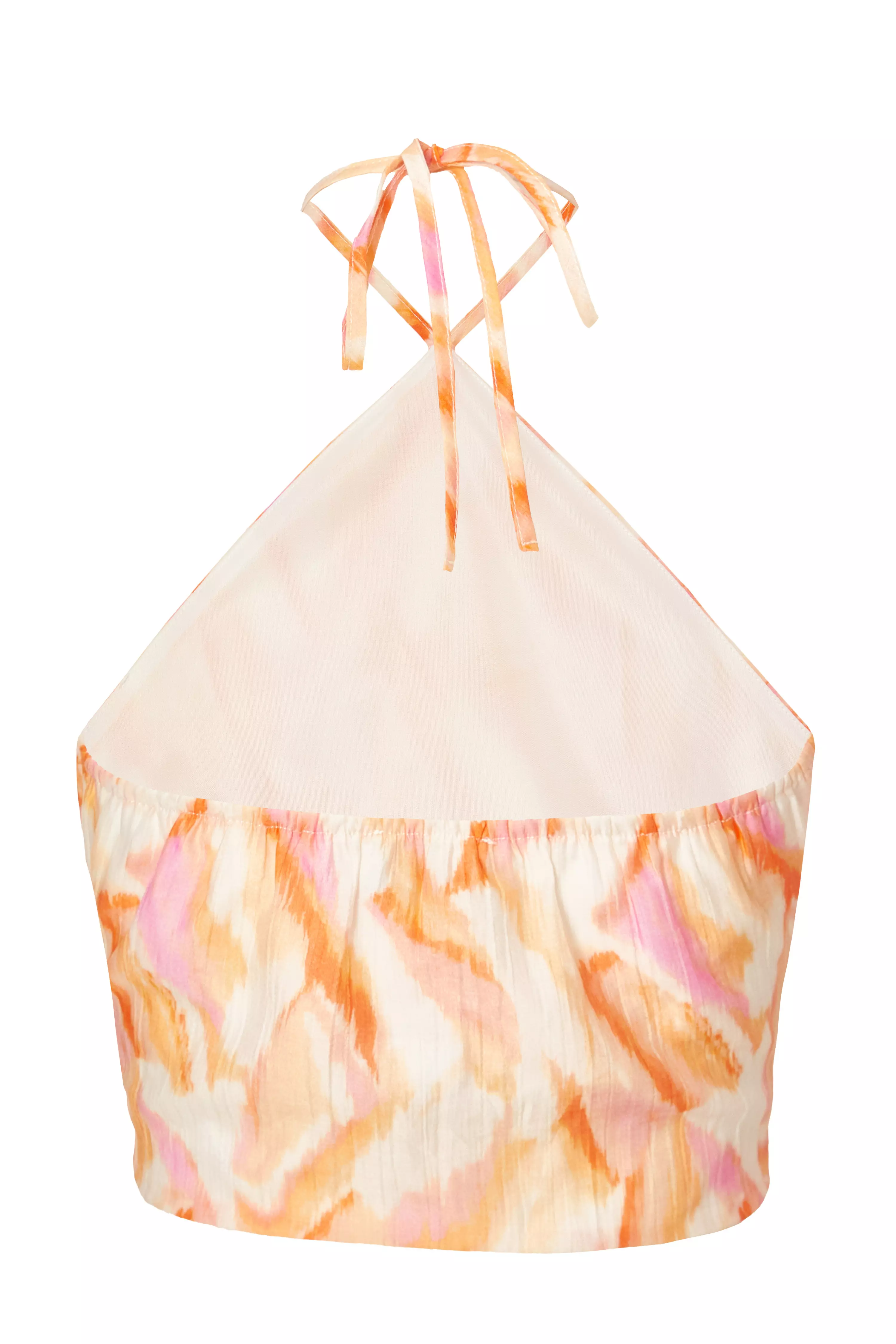 Orange Abstract Halter Neck Top