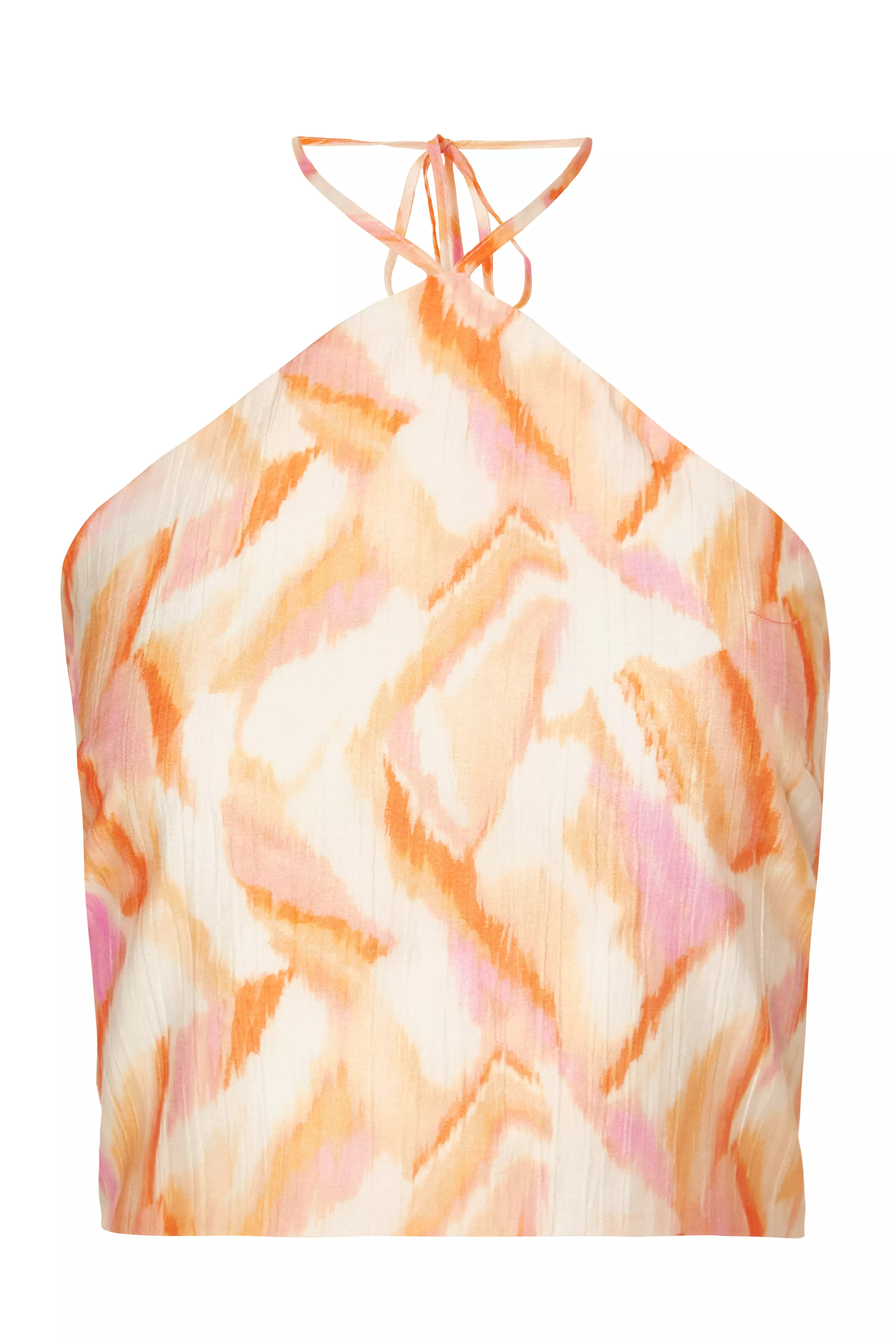 Orange Abstract Halter Neck Top