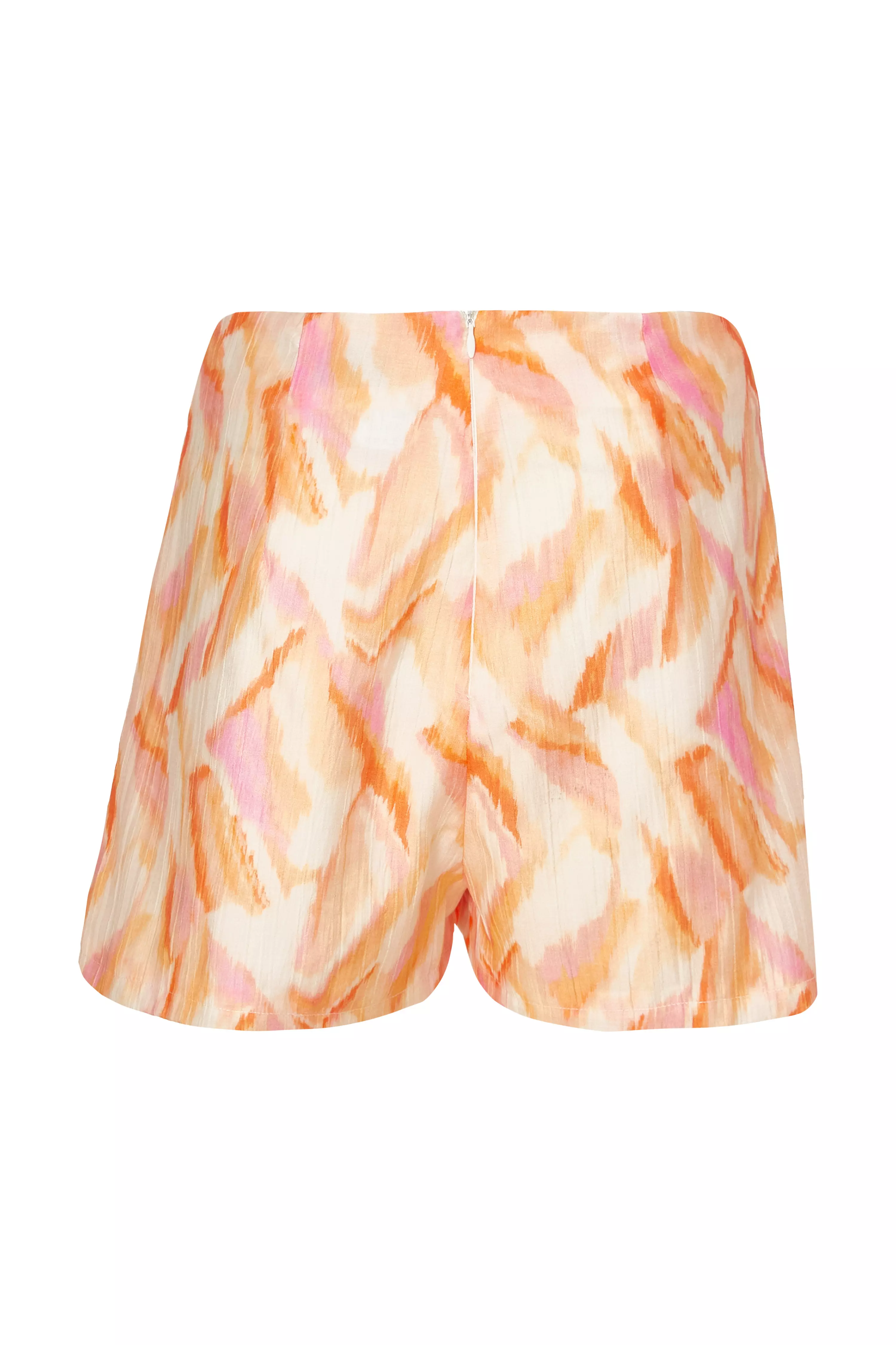 Orange Abstract Wrap Front Skort