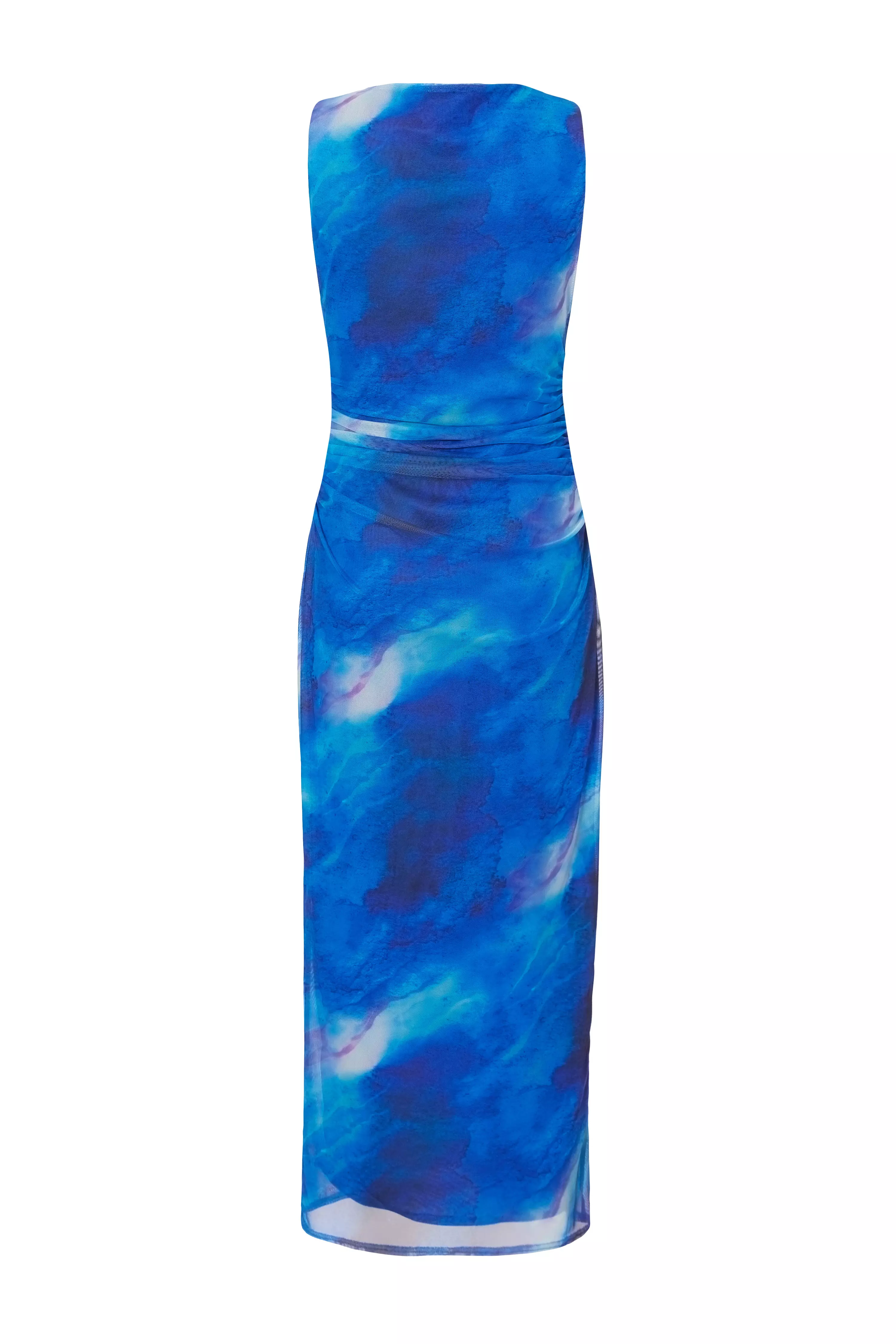 Blue Mesh Marble Midaxi Dress