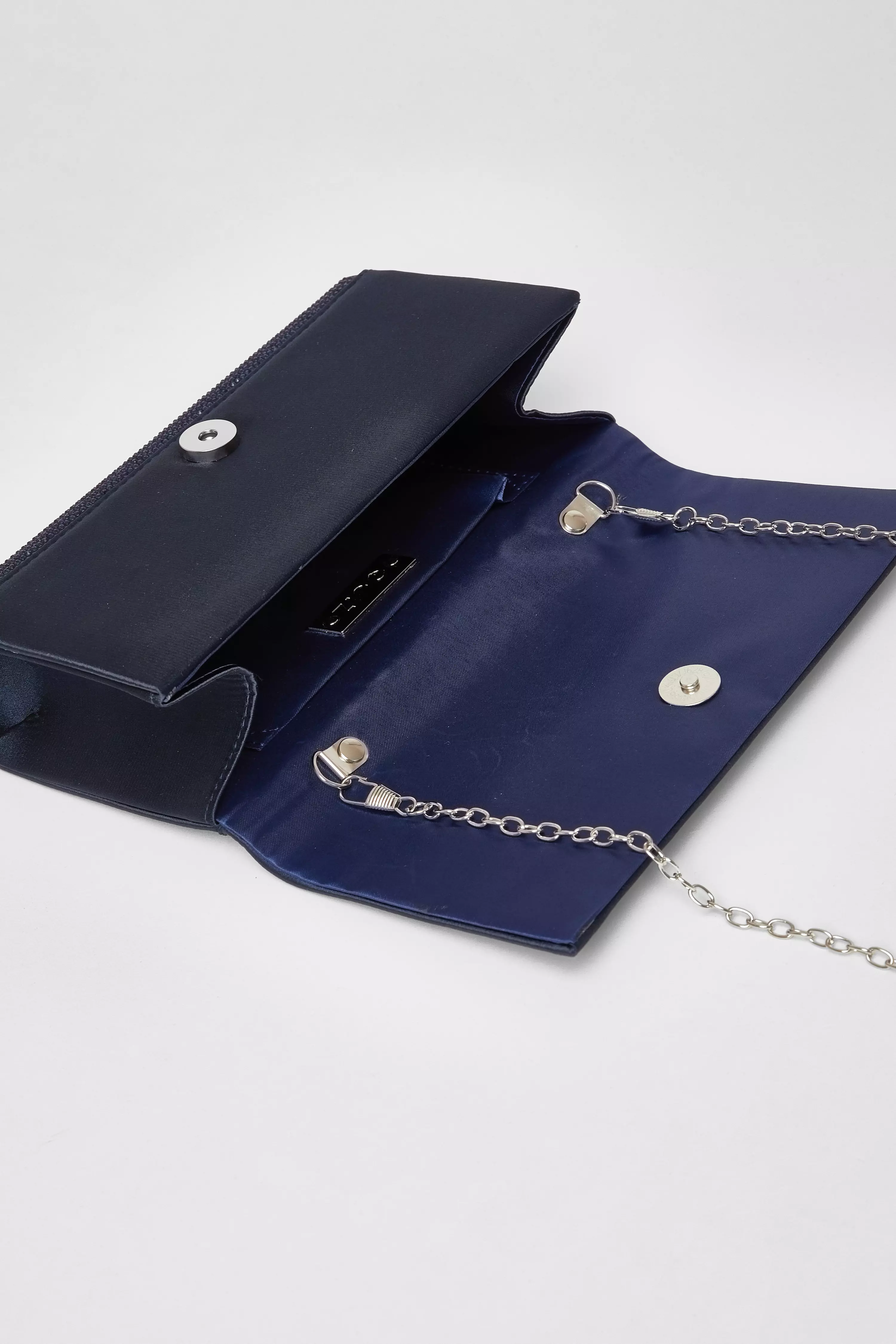 Navy Diamante Embellished Clutch Bag