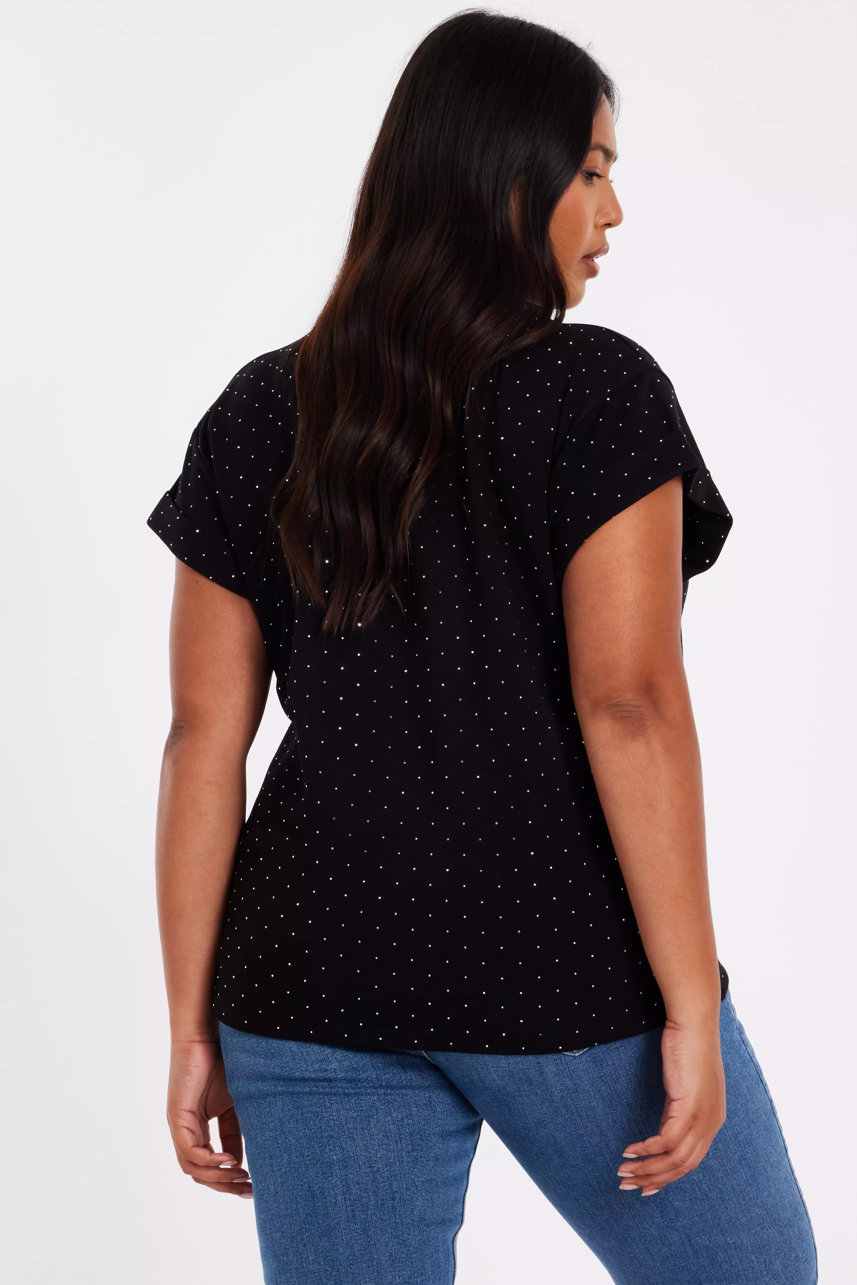 Curve Black Stud Detail Top