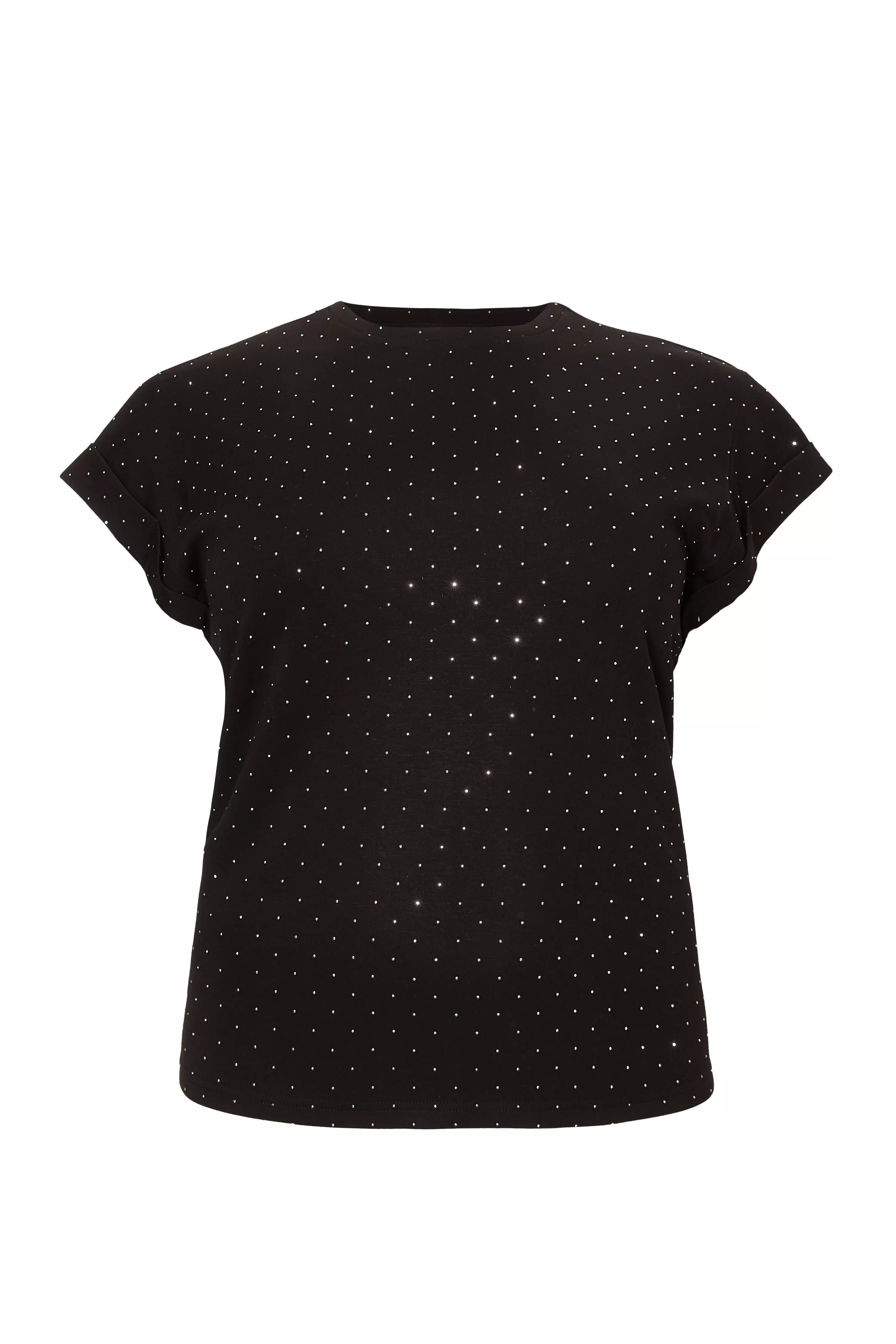 Curve Black Stud Detail Top