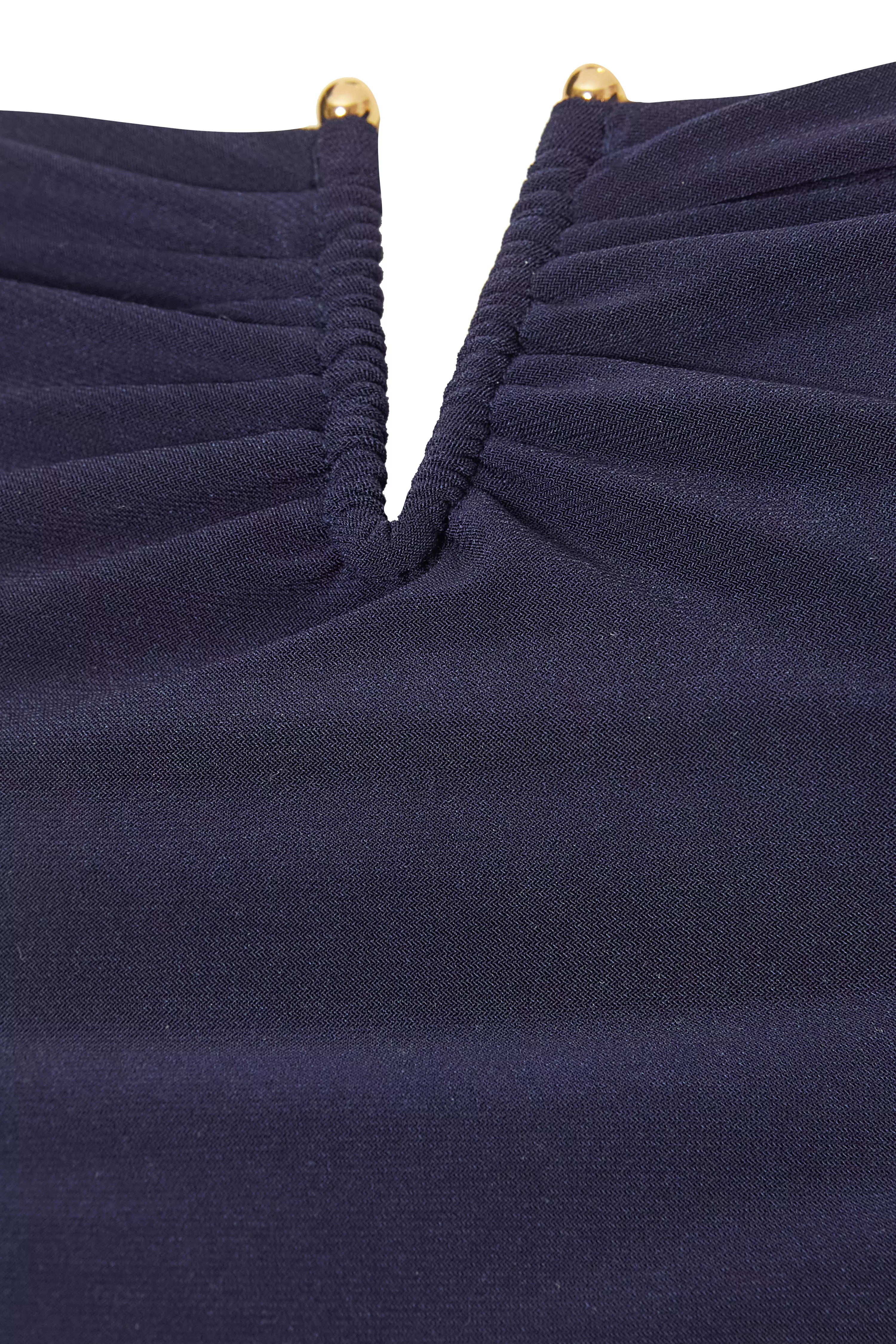 Navy Collar Detail Ruched Midaxi Dress