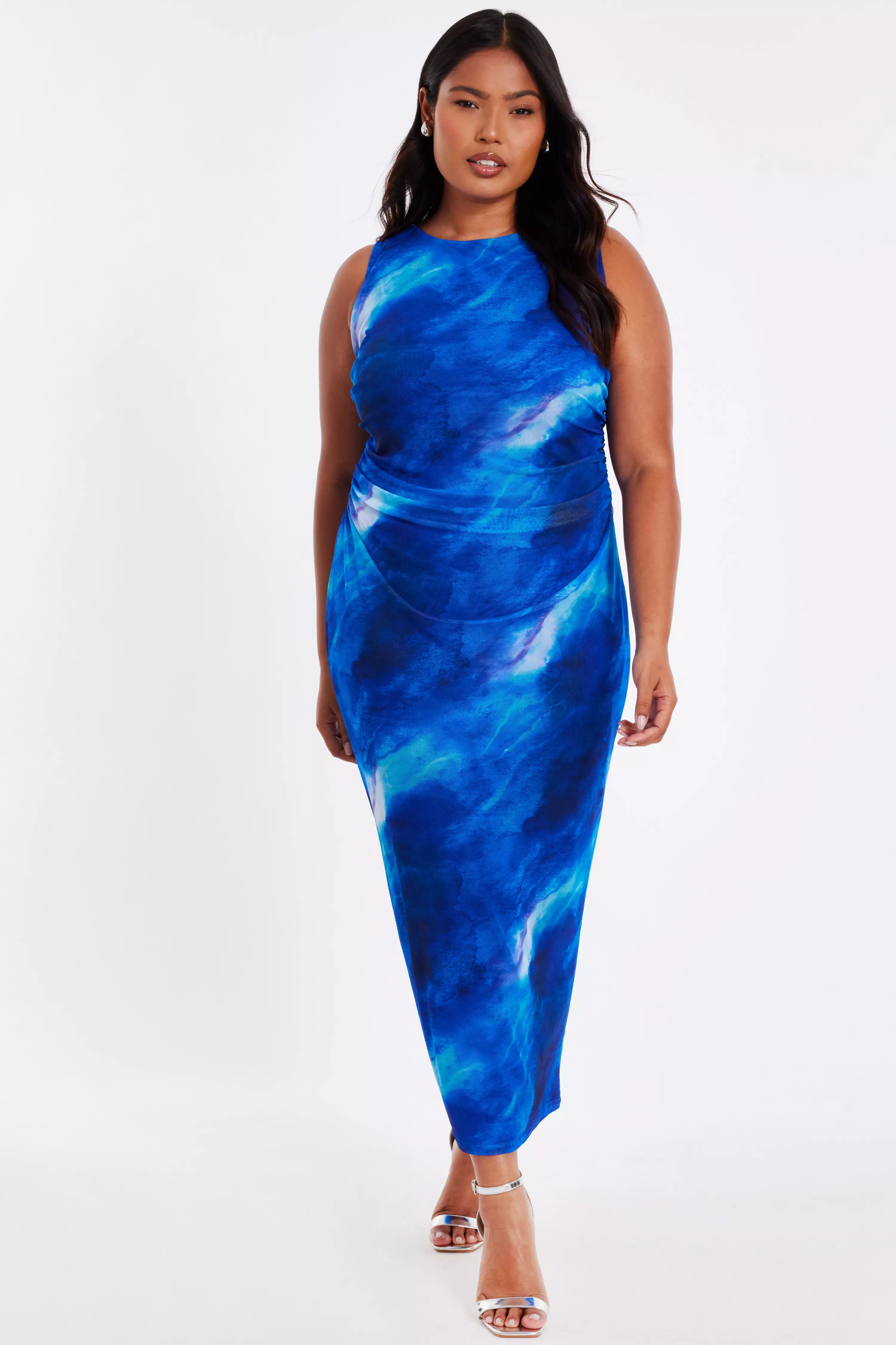 Curve Blue Marble Midaxi Dress