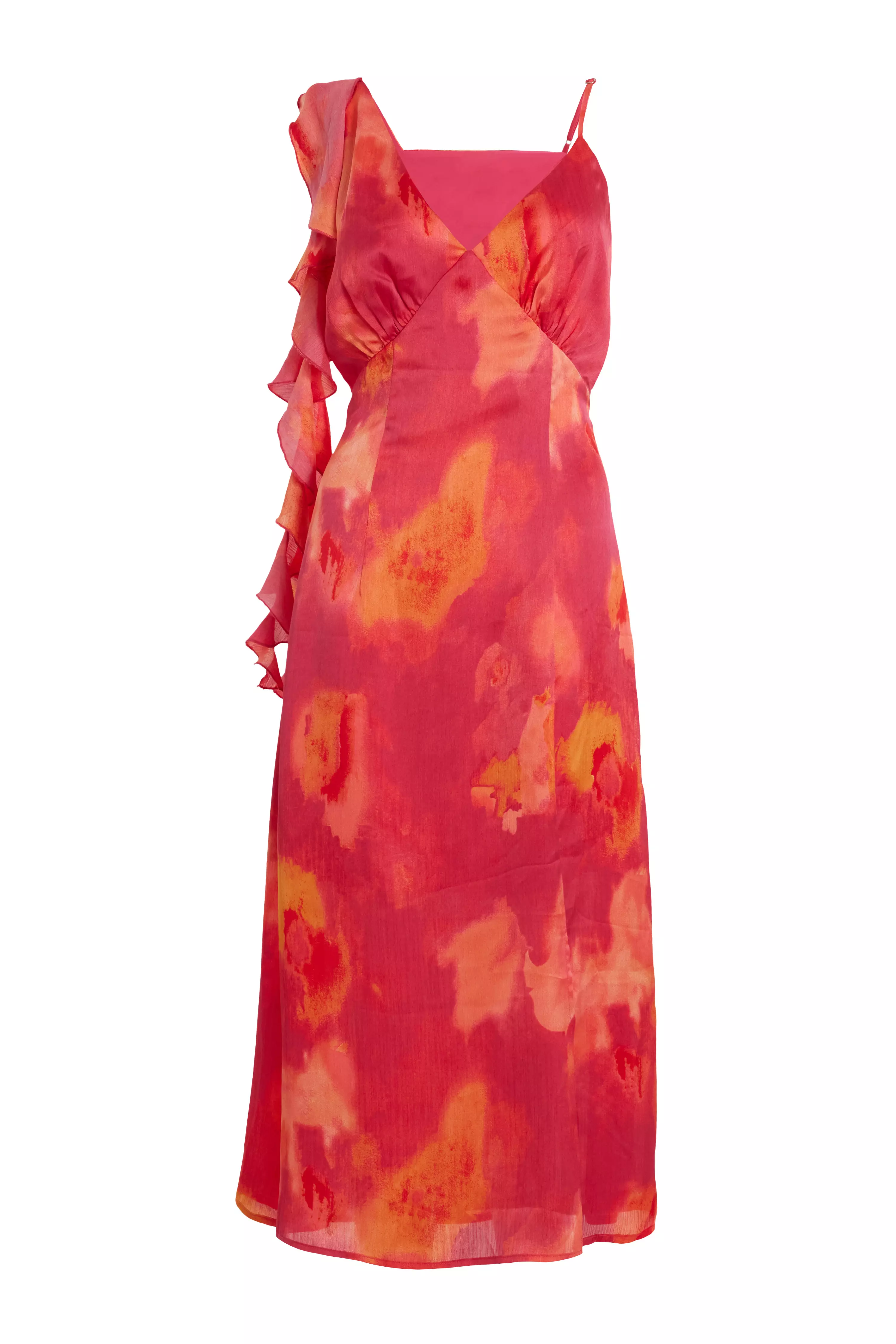 Pink Satin Marble Maxi Dress