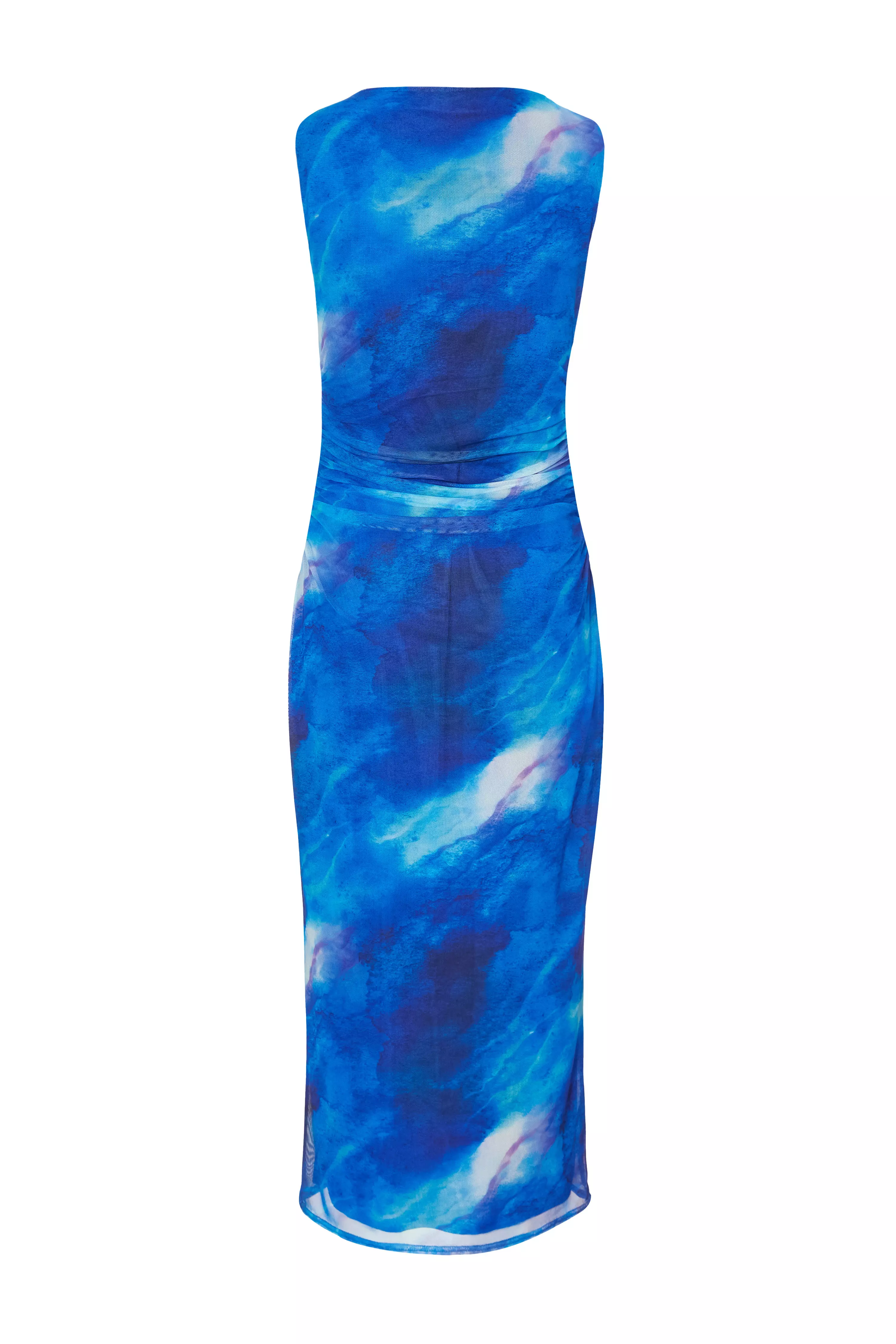 Petite Blue Mesh Marble Midaxi Dress