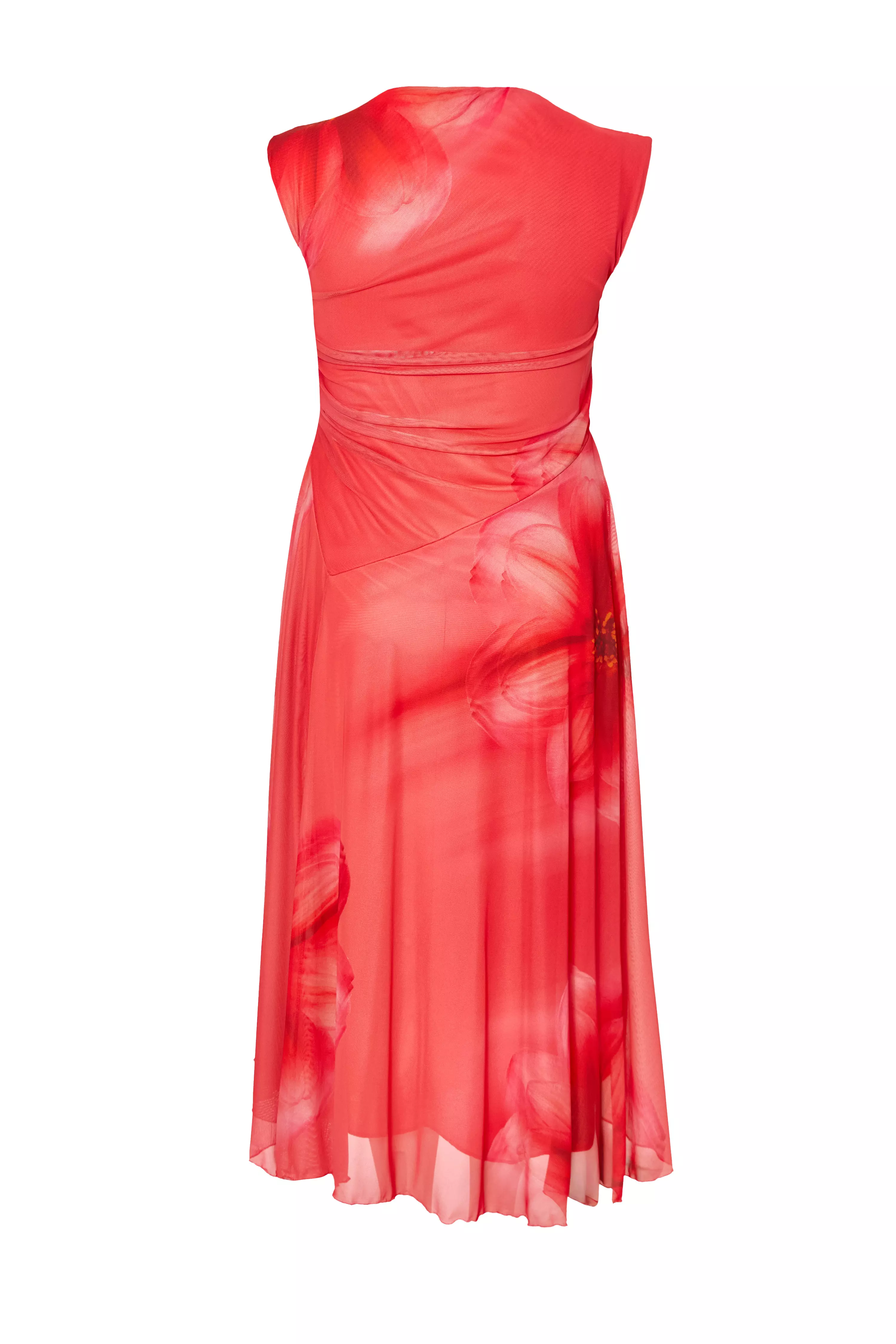 Curve Coral Mesh Midaxi Dress