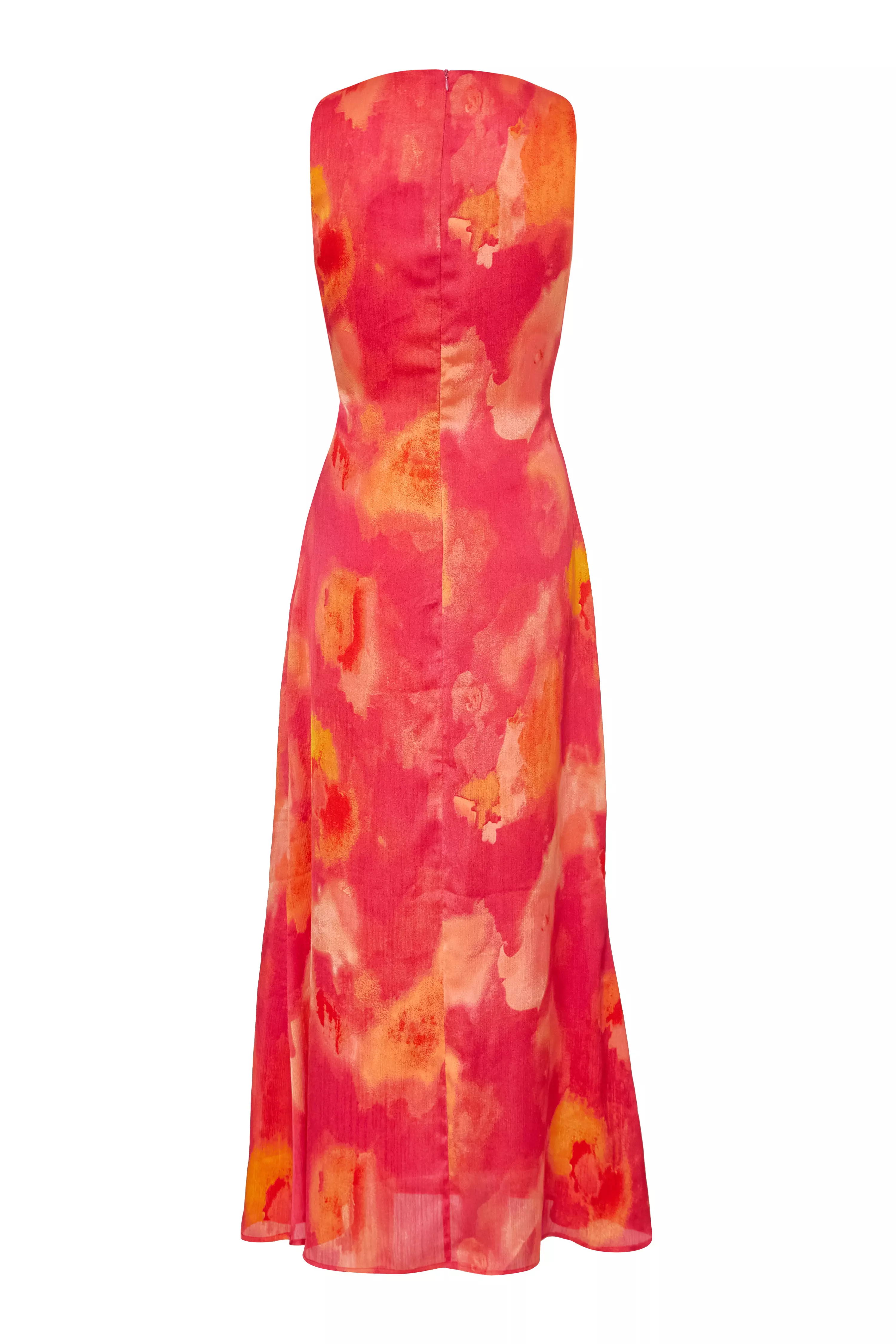 Pink Satin Marble Midaxi Dress