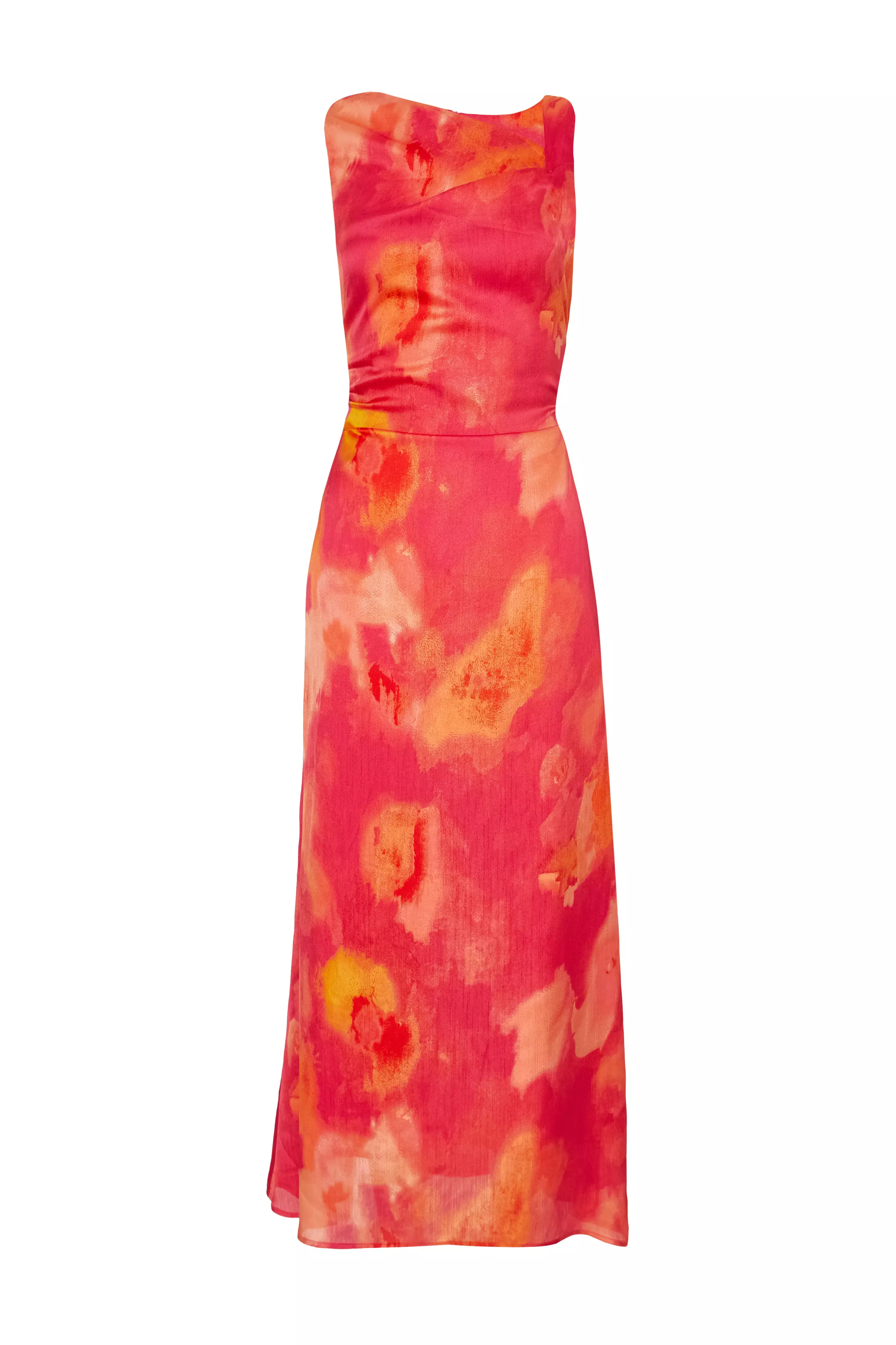 Pink Satin Marble Midaxi Dress