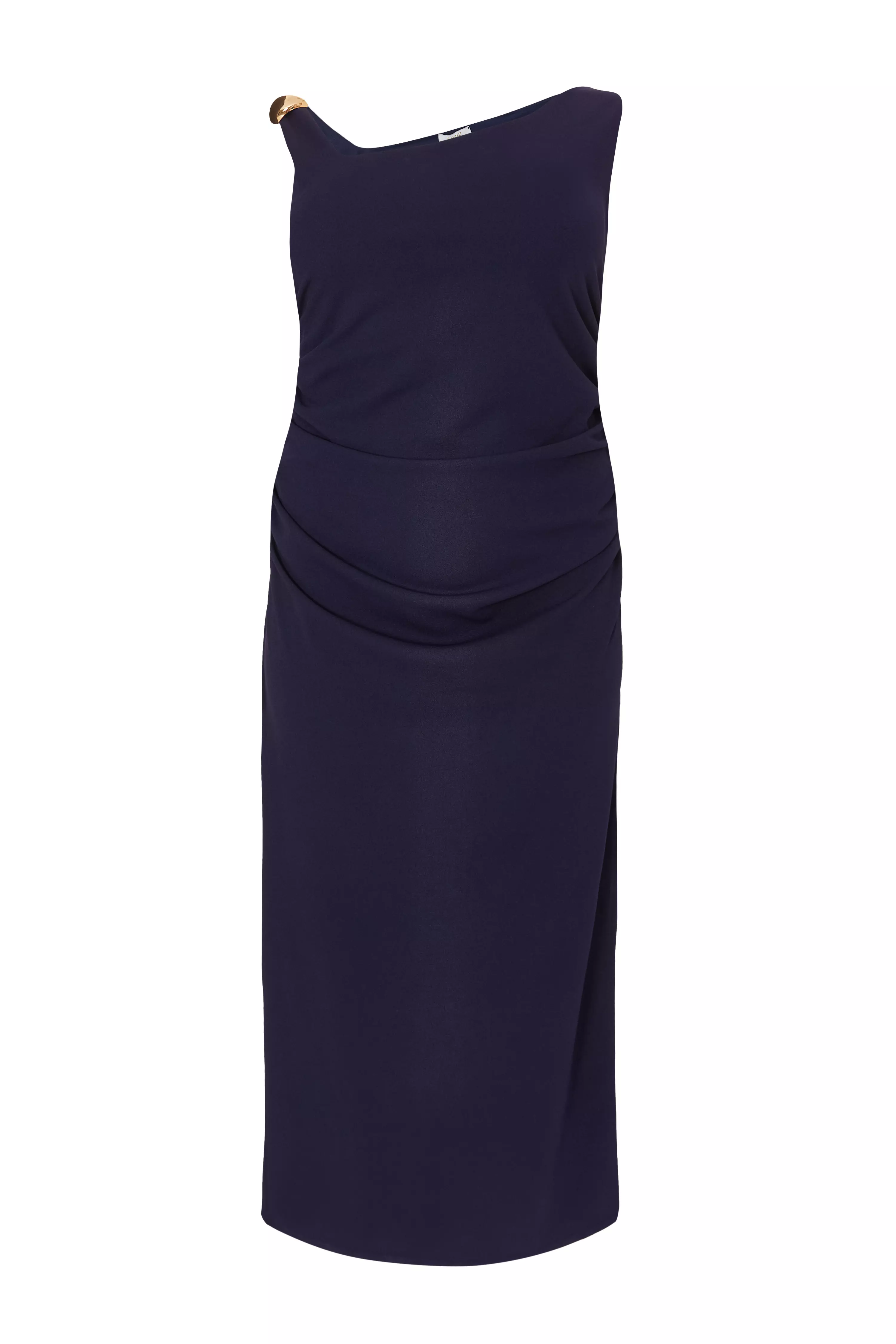 Curve Navy Buckle Detail Midaxi Dress
