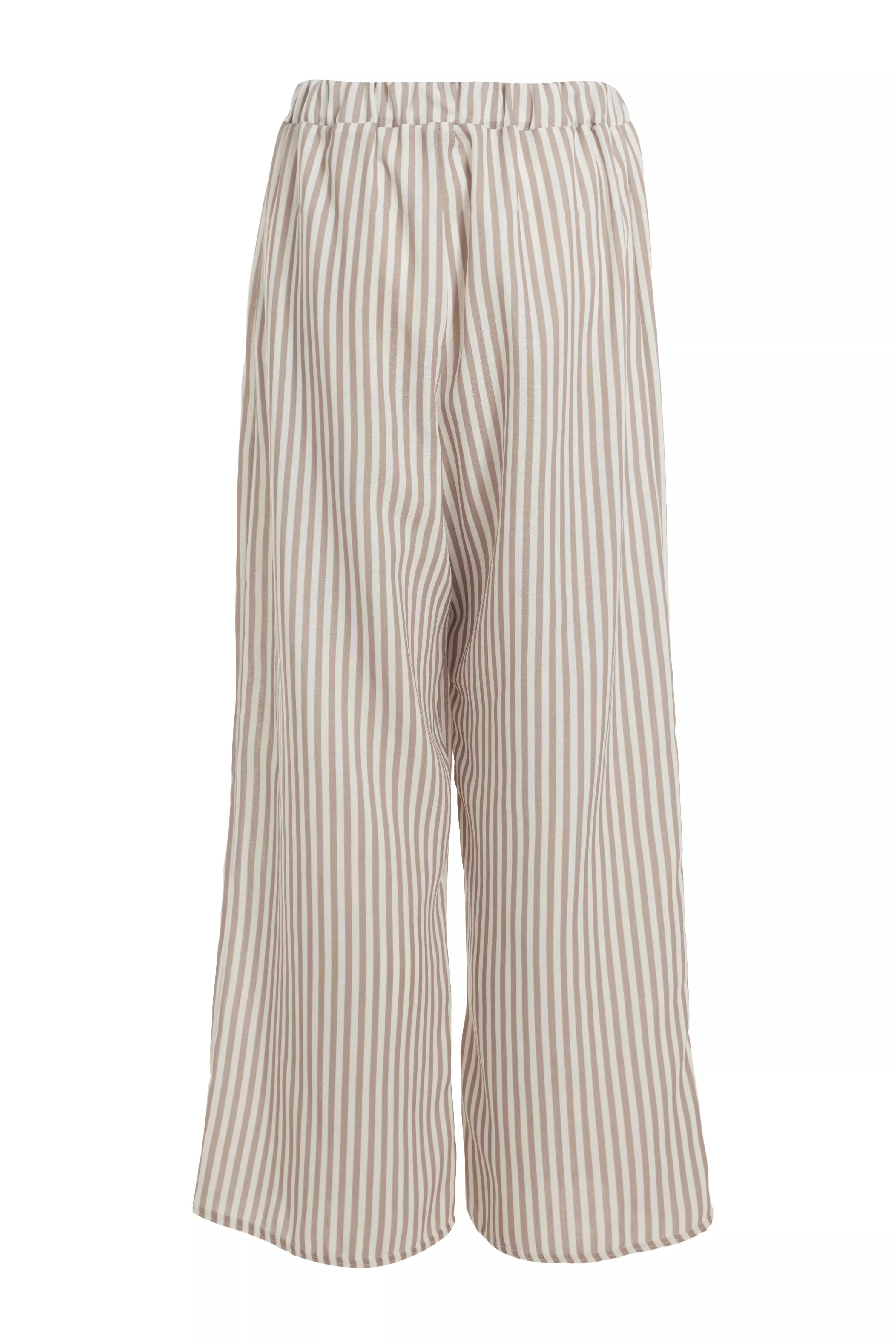 Petite Stone Striped Wide Leg Trousers