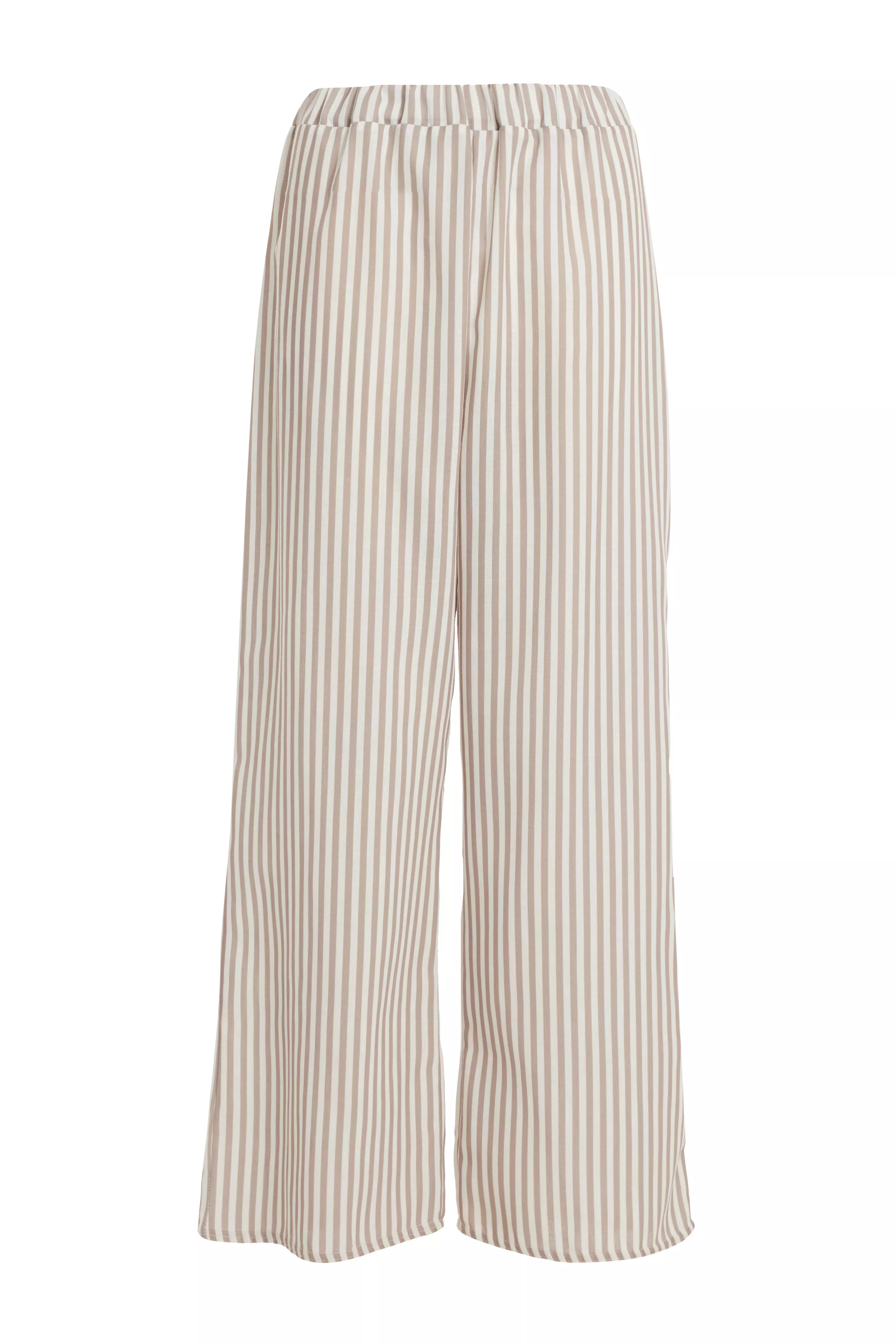 Petite Stone Striped Wide Leg Trousers
