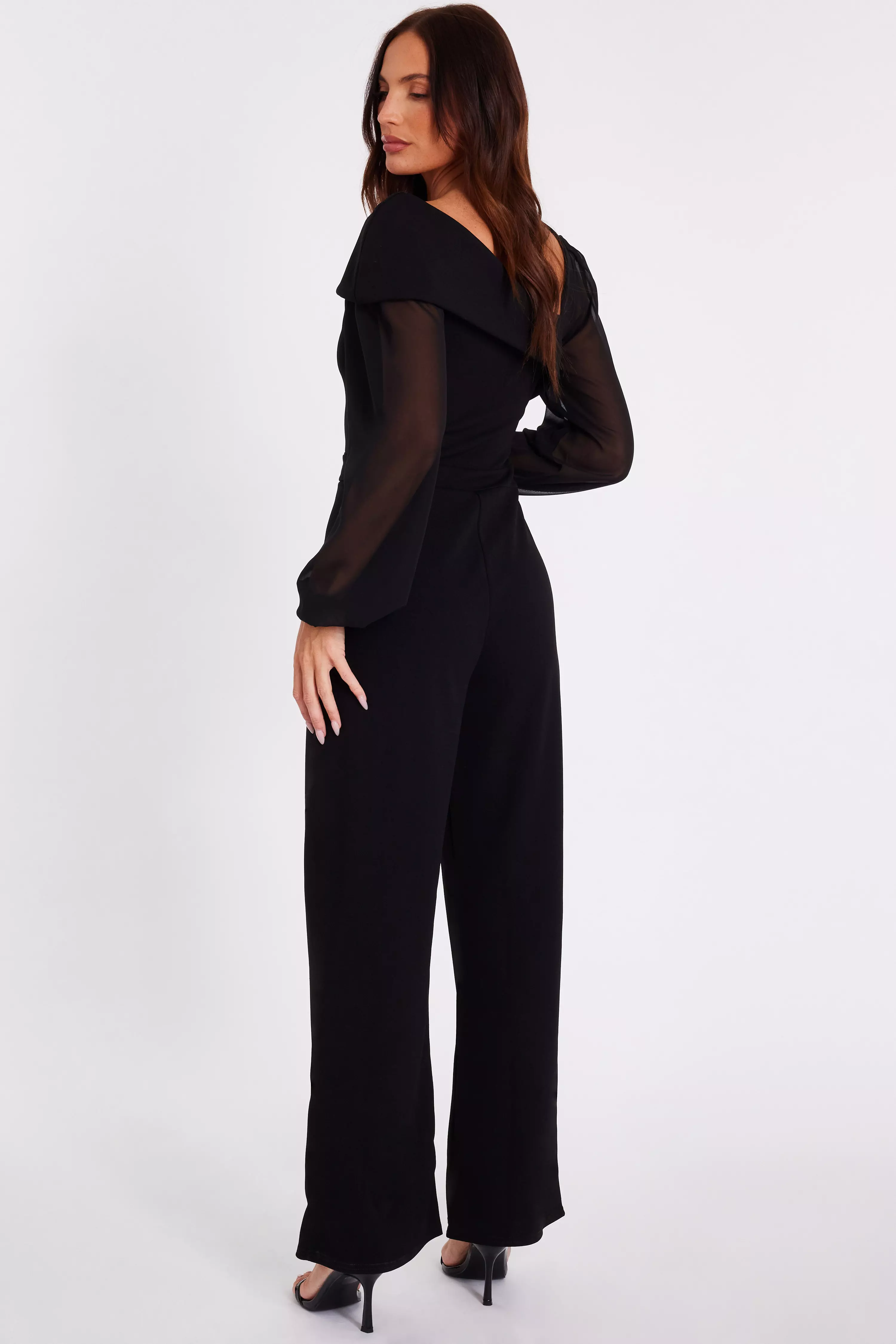Black Asymmetric Buckle Detail Jumpsuit