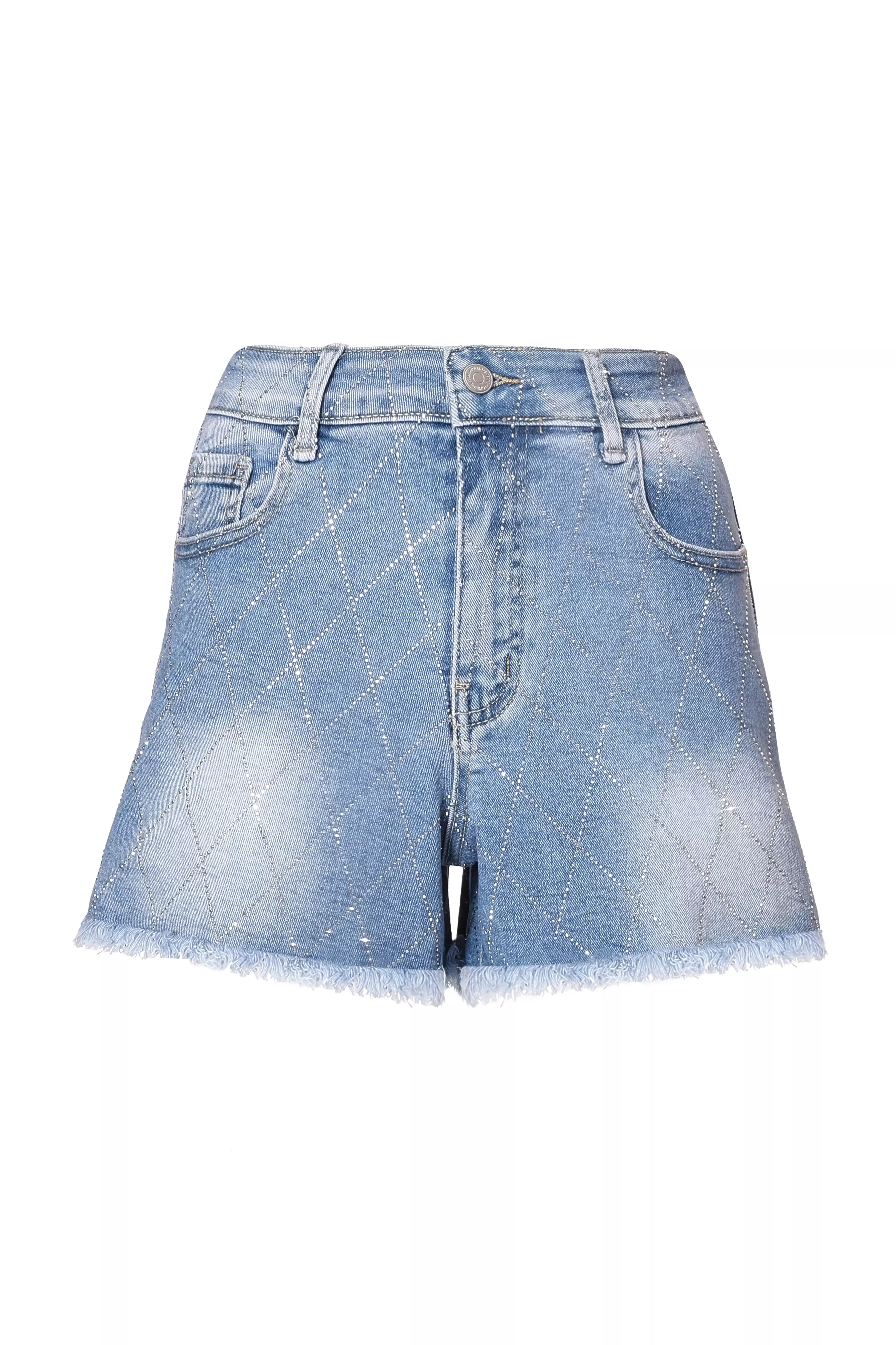 Denim Embellished Shorts