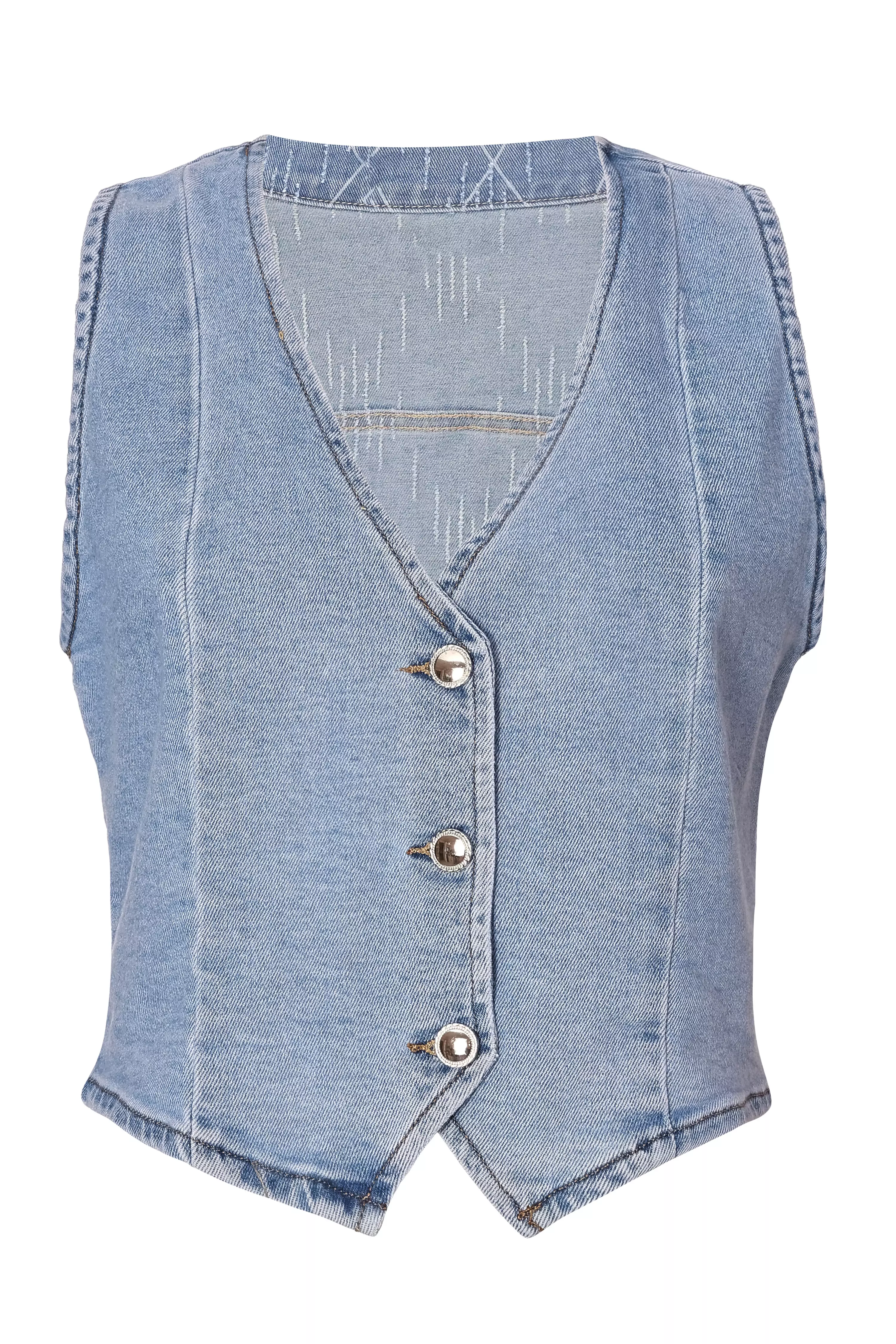 Denim Button Front Waistcoat