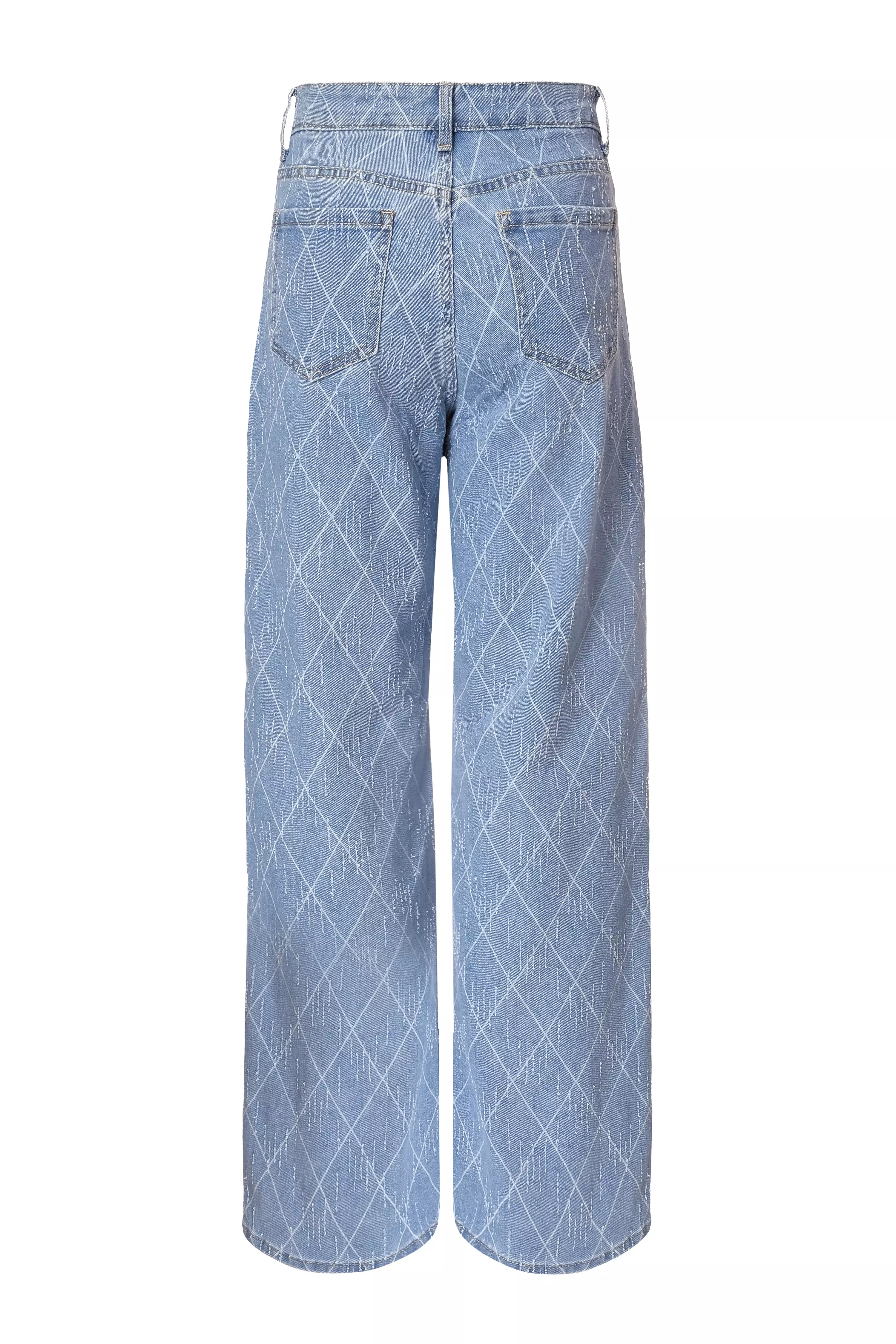 Denim Textured Wide Leg Jeans