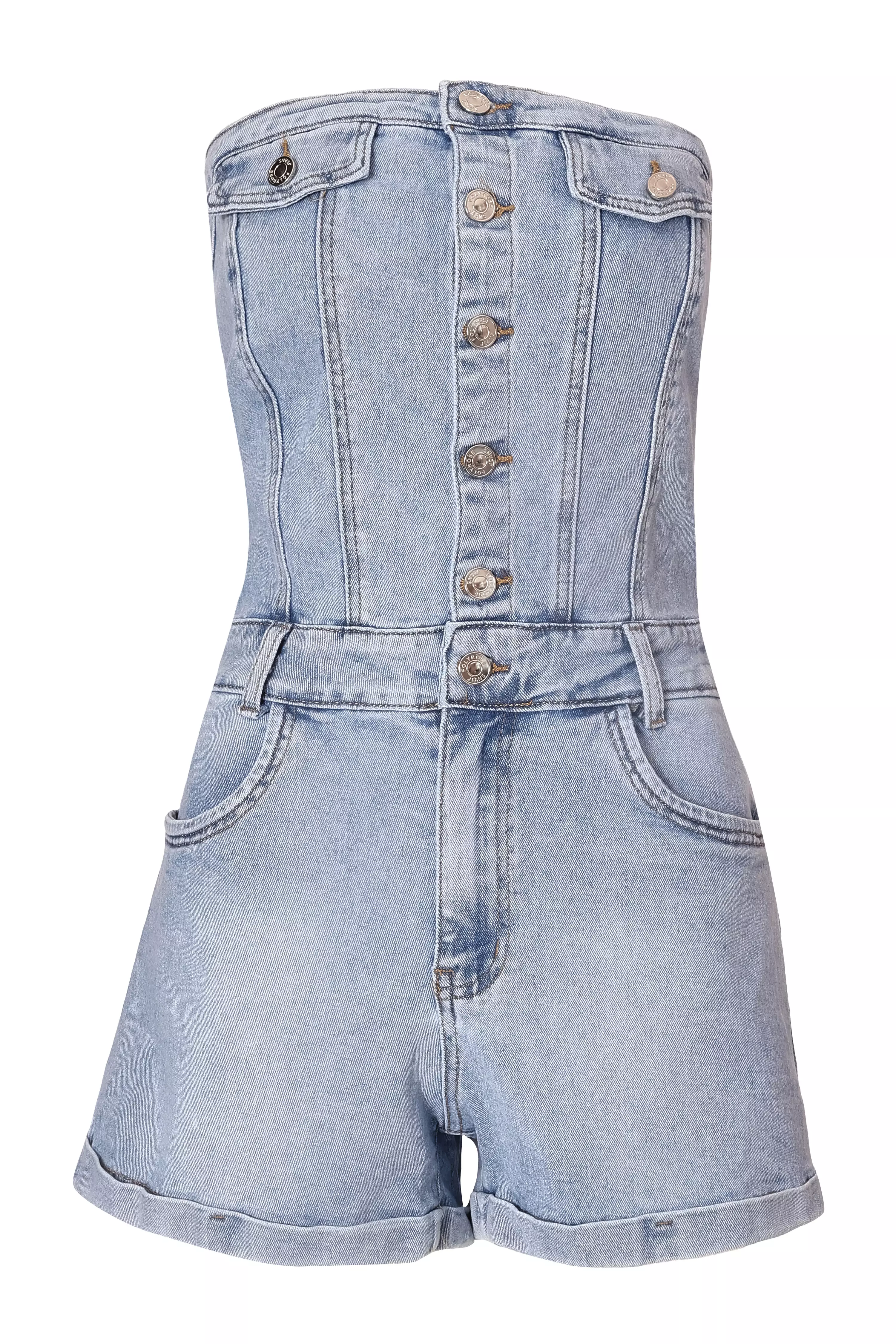 Denim Bandeau Playsuit