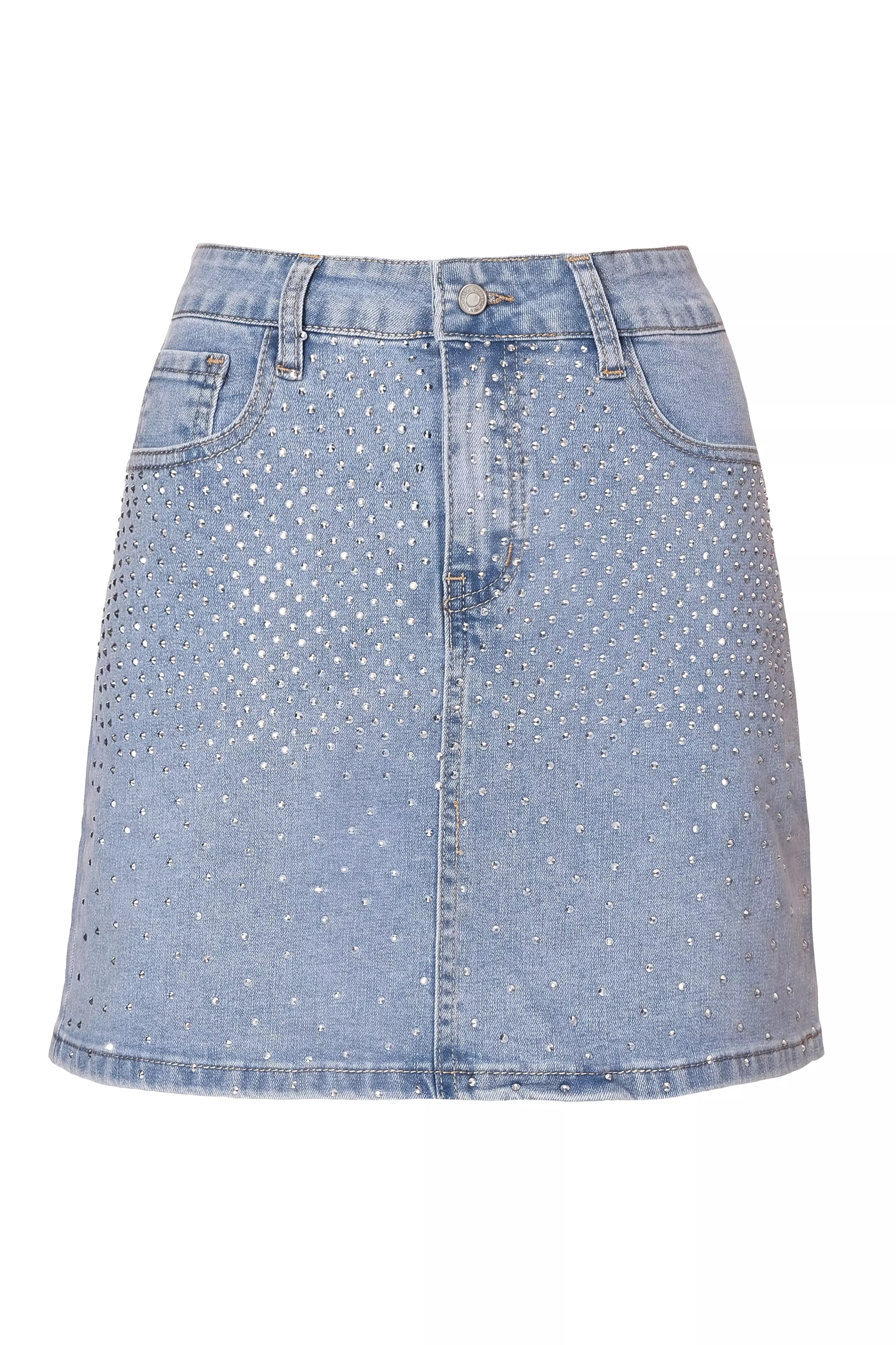 Denim Embellished Mini Skirt