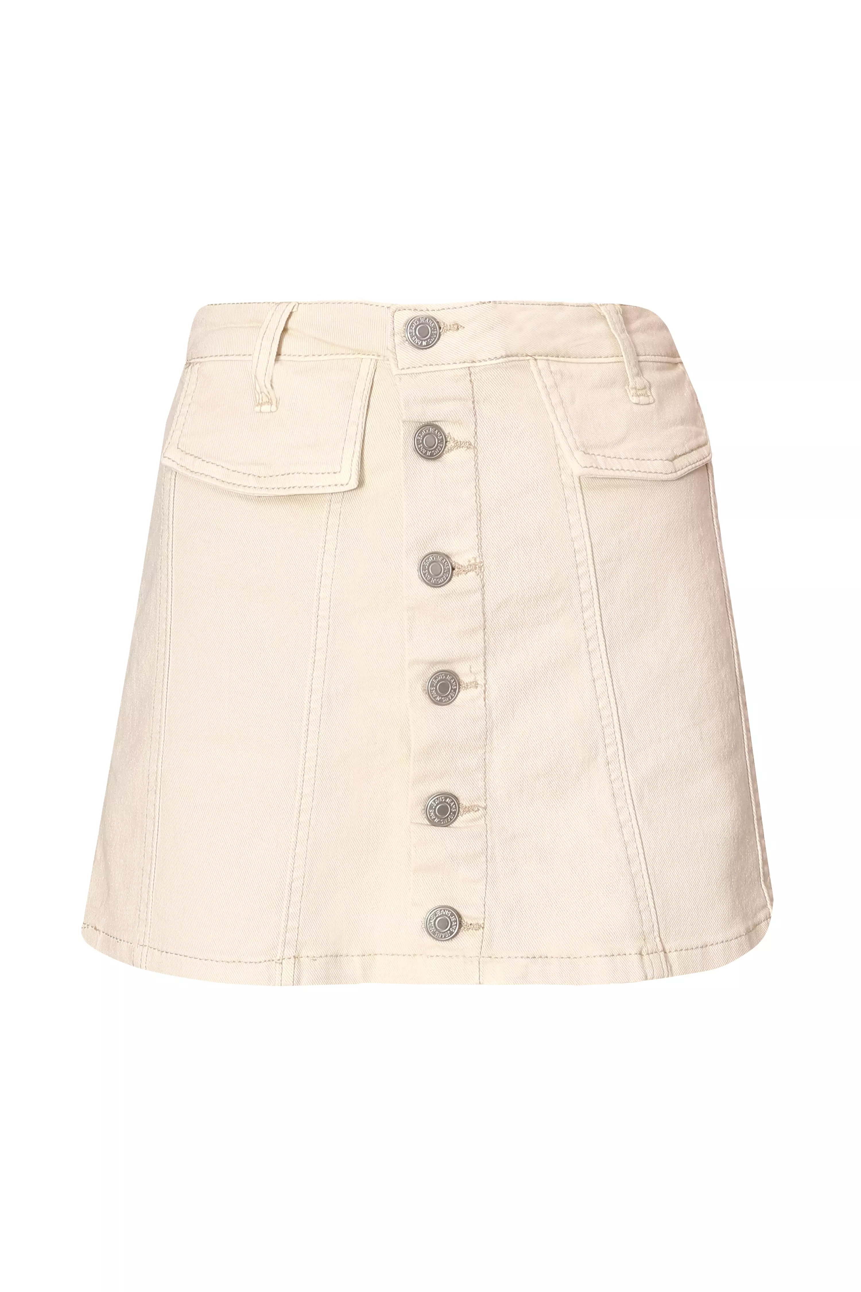 Ecru Denim Button Front Skort